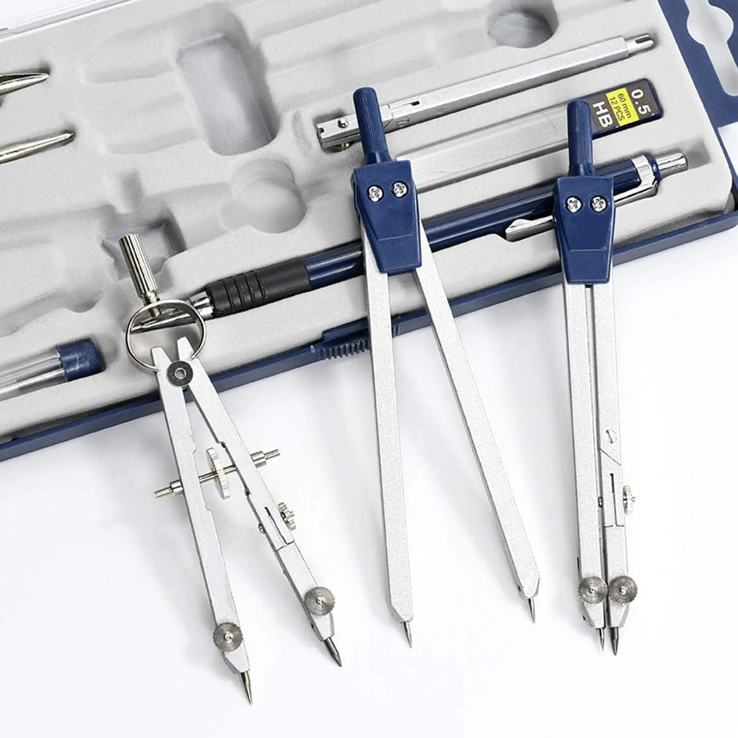 ست پرگار هندسه بوکلا، 9 قطعه، ابزار دقیق فلزی برای رسم دایره، مناسب دانش‌آموزان، ابزار رسم دایره و کیت‌های طراحی معماری برای مهندسان به همراه جعبه نگهداری نشکن