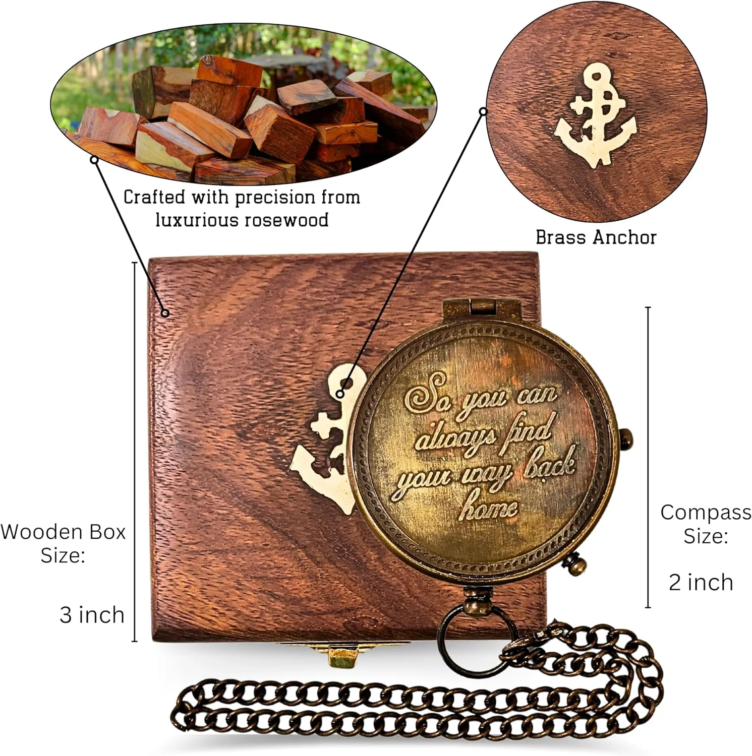 قطب نمای جیبی برنجی عتیقه دریایی حکاکی شده با عبارت «تا همیشه راه بازگشت به خانه را پیدا کنید» به همراه جعبه چرمی، بهترین هدیه روز ولنتاین، هدیه غسل تعمید برای او قطب نمای جیبی برنجی عتیقه دریایی حکاکی شده با عبارت «تا همیشه راه بازگشت به خانه را پیدا کنید» به همراه جعبه چرمی، بهترین هدیه روز ولنتاین، هدیه غسل تعمید برای او