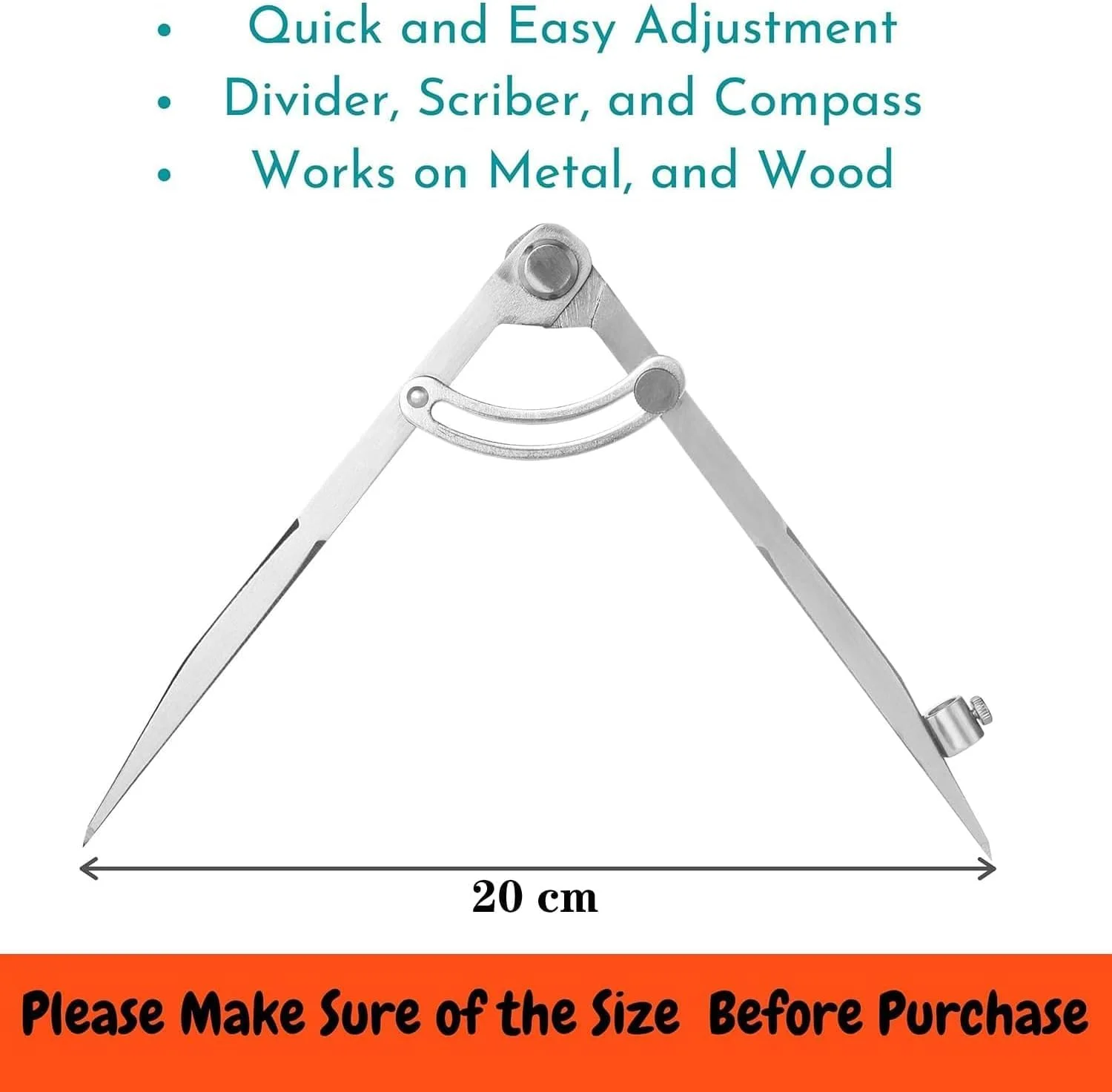 پرگار حرفه ای Aputue، تقسیم کننده بال قفل شونده دقیق 8 اینچی با نگهدارنده مداد داخلی، پرگار فلزی بادوام برای نجاری، هندسه، نقشه کشی، ایده آل برای متخصصان و علاقه مندان