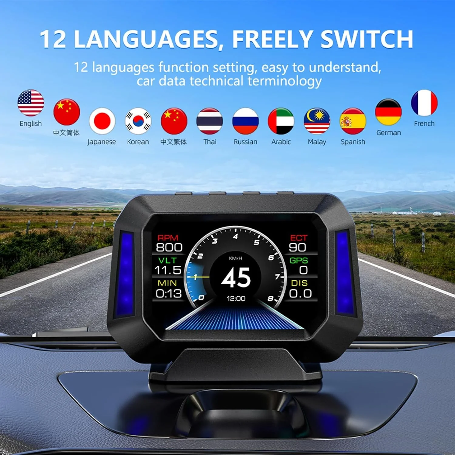 نمایشگر سربالا، گیج OBD2، قطب نمای دیجیتال برای خودرو، ارتفاع سنج HUD، سرعت سنج، مانیتور عملکرد GPS، گیج های بوست و دما، مناسب برای همه وسایل نقلیه نمایشگر سربالا، گیج OBD2، قطب نمای دیجیتال برای خودرو، ارتفاع سنج HUD، سرعت سنج، مانیتور عملکرد GPS، گیج های بوست و دما، مناسب برای همه وسایل نقلیه