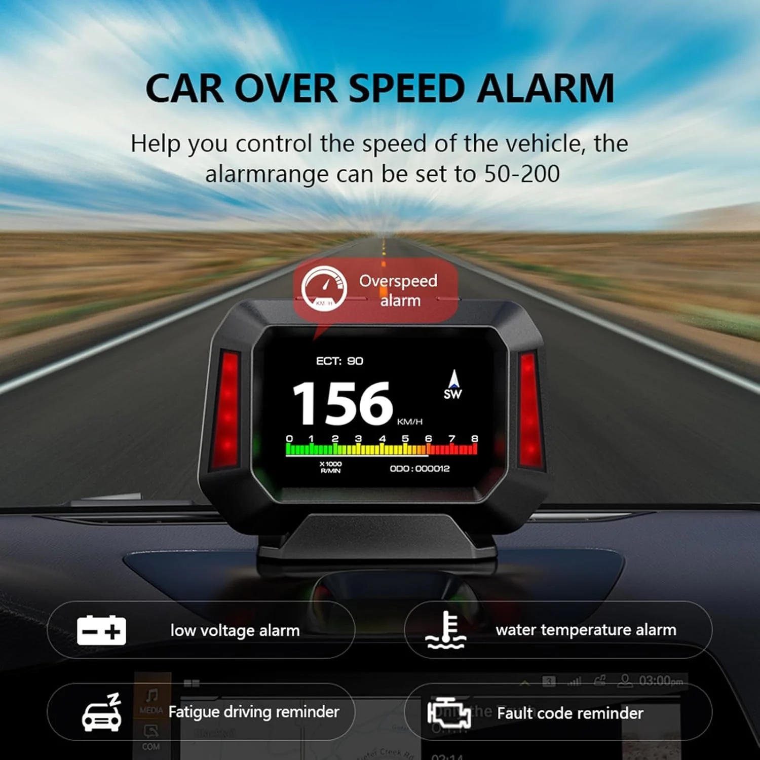 نمایشگر سربالا، گیج OBD2، قطب نمای دیجیتال برای خودرو، ارتفاع سنج HUD، سرعت سنج، مانیتور عملکرد GPS، گیج های بوست و دما، مناسب برای همه وسایل نقلیه نمایشگر سربالا، گیج OBD2، قطب نمای دیجیتال برای خودرو، ارتفاع سنج HUD، سرعت سنج، مانیتور عملکرد GPS، گیج های بوست و دما، مناسب برای همه وسایل نقلیه