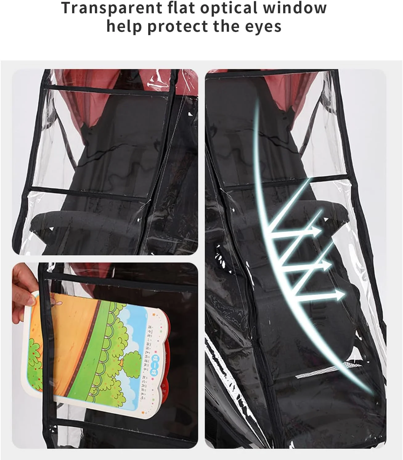 روکش کالسکه شفاف و یونیورسال Wougzan - محافظت در برابر باران، برف، گرد و غبار و باد برای کالسکه های نوزاد - محافظت از کودک در برابر آب و هوای بد - نصب و نگهداری آسان