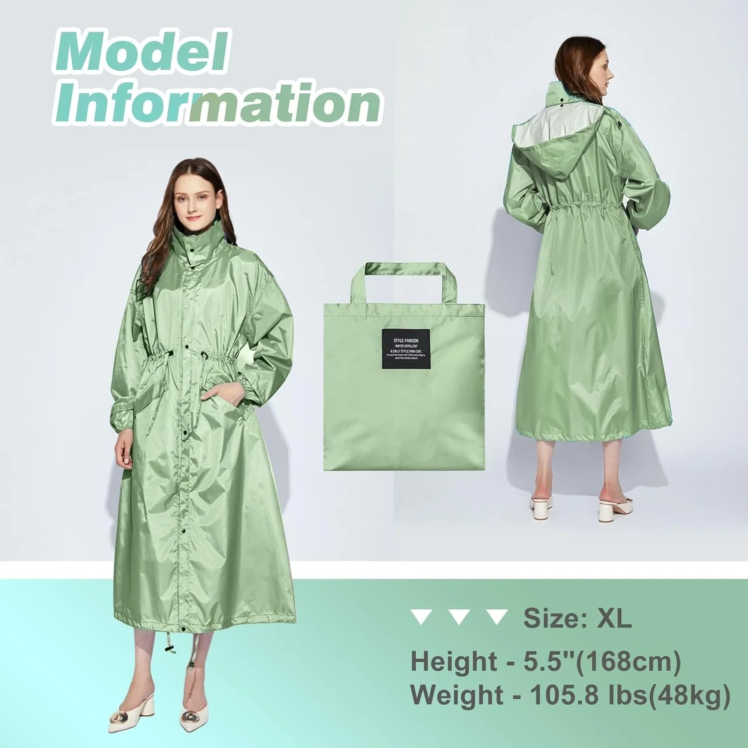 Womens Long Raincoats Rain Jacket Waterproof Packable Outdoor Hooded Windbreaker Lightweight Adjustable Waist for Outdoors Womens Long Raincoats Rain Jacket Waterproof Packable Outdoor Hooded Windbreaker Lightweight Adjustable Waist for Outdoors