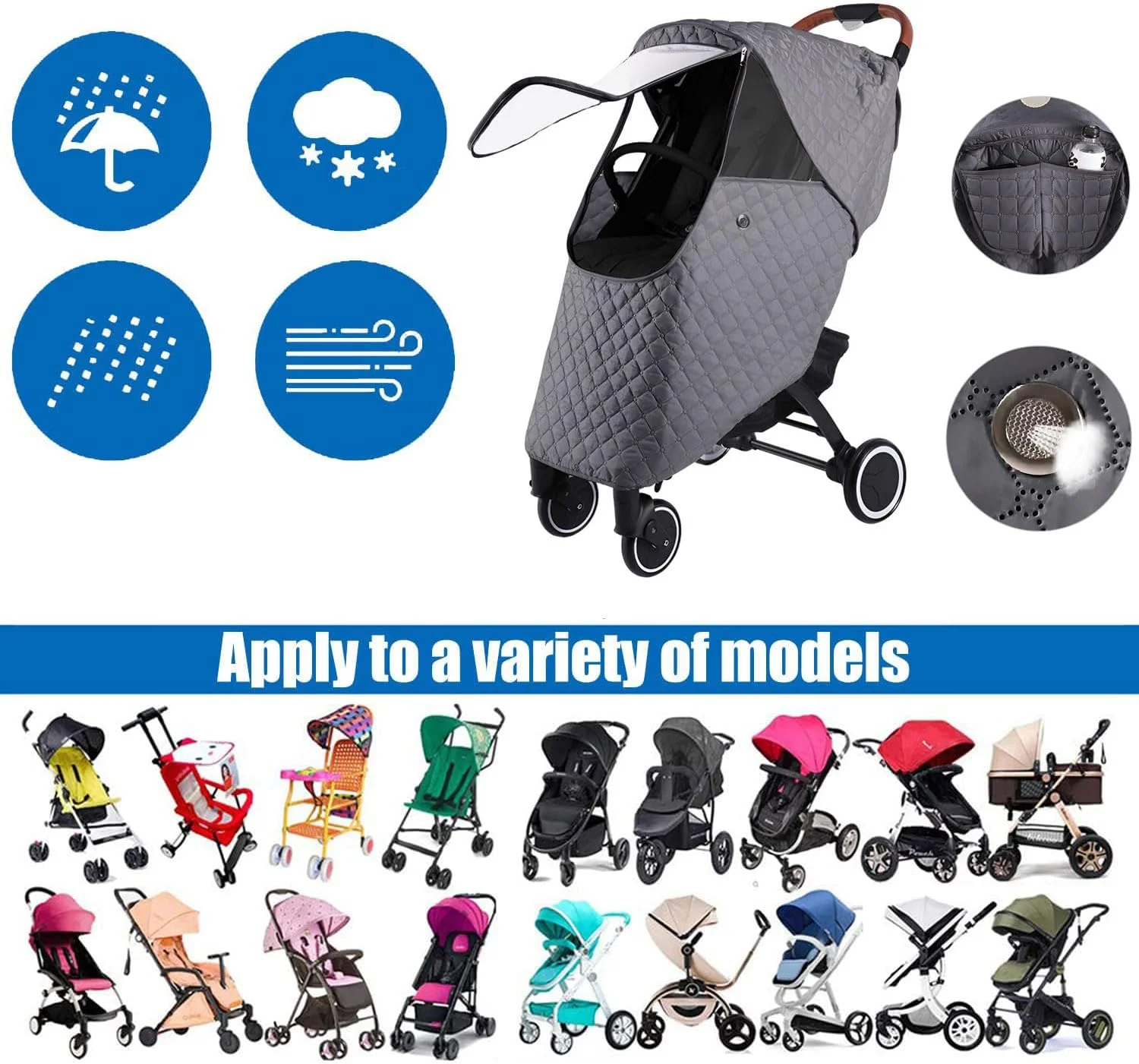 XGOPTS Baby Stroller Cold Weather Shield Winter Universal Windproof Stroller Rain Cover Protection Travel Strollers Cover Raincoat Pushchairs Accessories Baby Travel Weather Shield for Outdoor XGOPTS Baby Stroller Cold Weather Shield Winter Universal Windproof Stroller Rain Cover Protection Travel Strollers Cover Raincoat Pushchairs Accessories Baby Travel Weather Shield for Outdoor