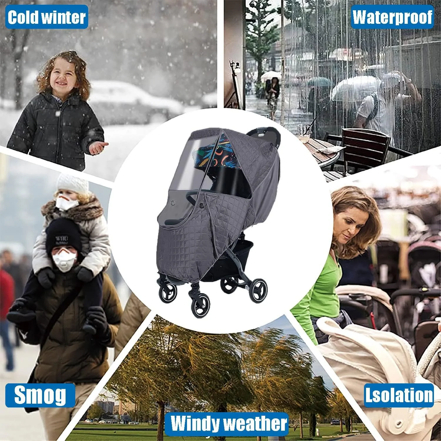 XGOPTS Baby Stroller Cold Weather Shield Winter Universal Windproof Stroller Rain Cover Protection Travel Strollers Cover Raincoat Pushchairs Accessories Baby Travel Weather Shield for Outdoor XGOPTS Baby Stroller Cold Weather Shield Winter Universal Windproof Stroller Rain Cover Protection Travel Strollers Cover Raincoat Pushchairs Accessories Baby Travel Weather Shield for Outdoor