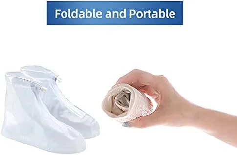 کاور کفش بارانی، کاور کفش ضد آب، کاور کفش لاستیکی PVC با زیره قابل استفاده مجدد برای مردان و زنان، محافظ گالش برای دوچرخه سواری، کمپینگ و مسافرت (XXL، سفید)