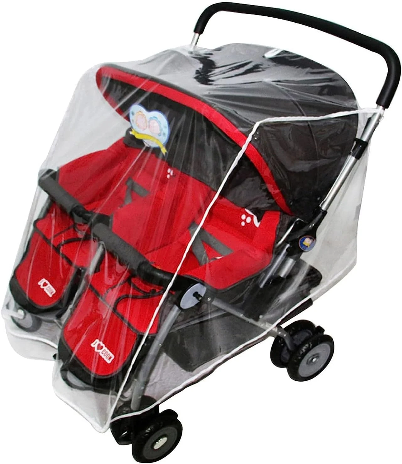 Universal Stroller Raincover Twins Strollers Double Side by Side Baby Stroller rain Cover for Pushchair Pram Rainproof Dustproof Windproof Rain Cover with Canopy and Zipper Door