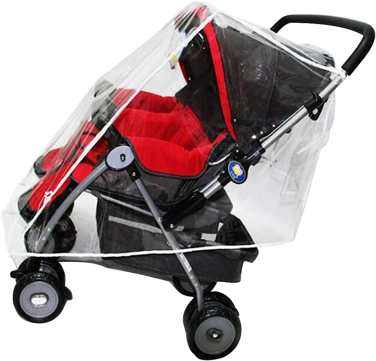 Universal Stroller Raincover Twins Strollers Double Side by Side Baby Stroller rain Cover for Pushchair Pram Rainproof Dustproof Windproof Rain Cover with Canopy and Zipper Door