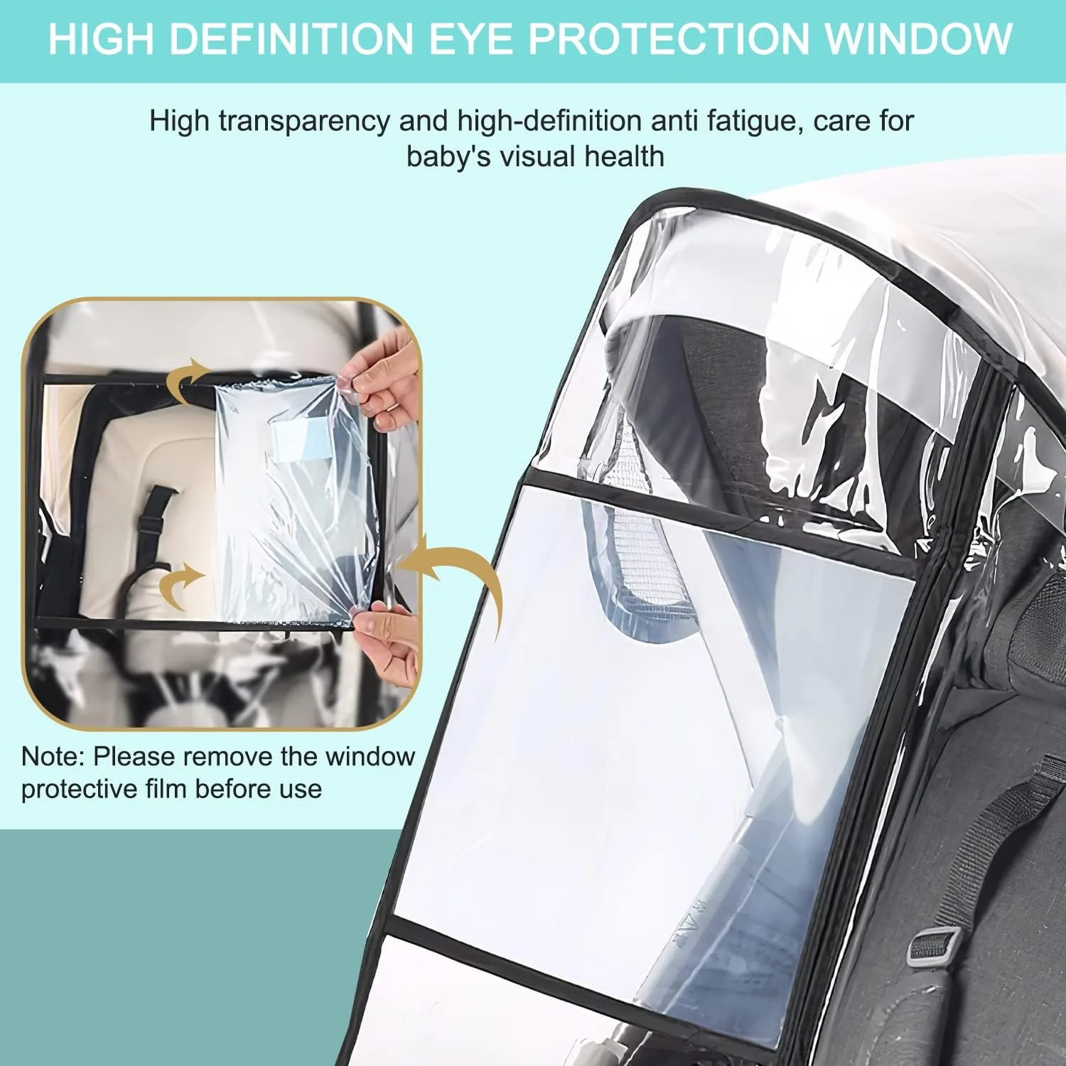 روکش باران کالسکه بچه جهانی با زیپ نایلونی ضد آب - مناسب برای اکثر کالسکه ها