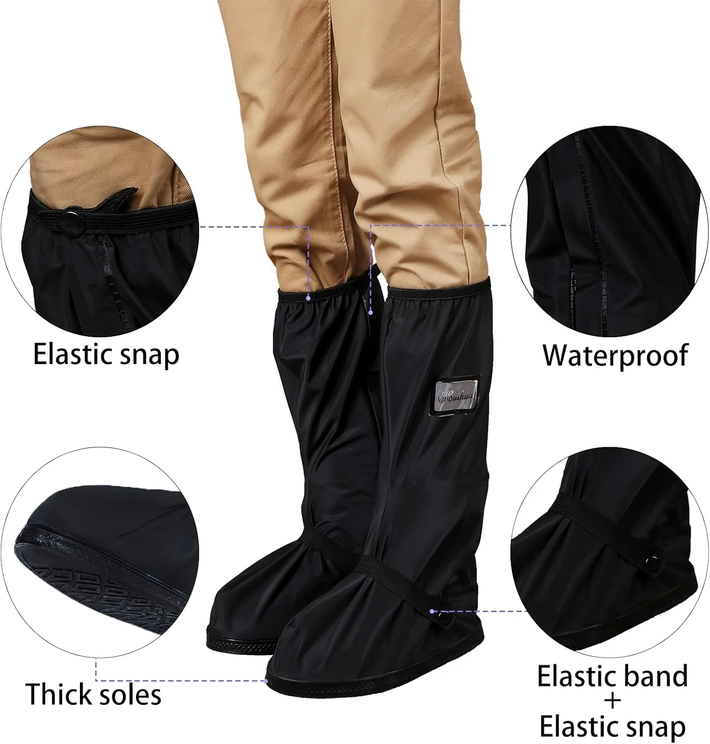 Tachitali Waterproof Rain Boot Shoe Covers with Reflector Men Rain Gear Reusable & Foldable Rain Boot Shoe Covers with Zipper, Non-Slip Tachitali Waterproof Rain Boot Shoe Covers with Reflector Men Rain Gear Reusable & Foldable Rain Boot Shoe Covers with Zipper, Non-Slip