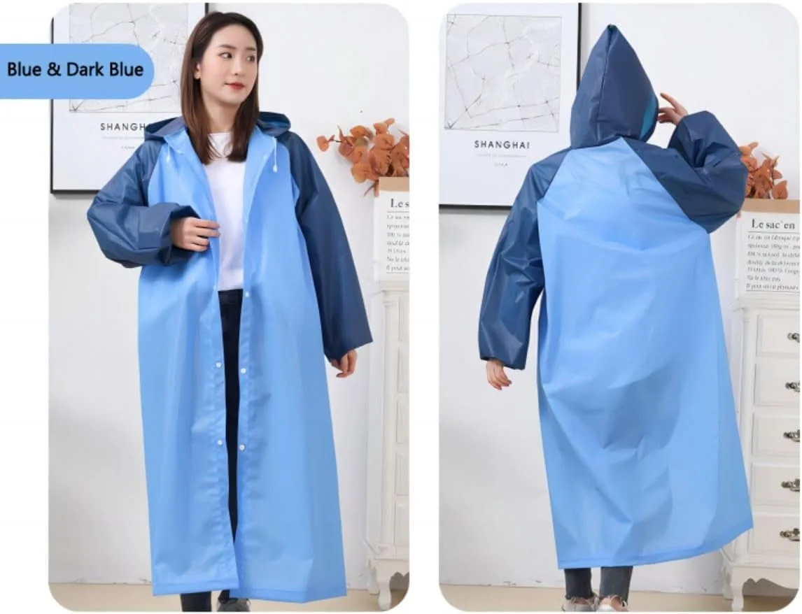 Rain Ponchos Raincoat for Adults Reusable - Fashion Hooded Waterproof Rain Poncho EVA Rain coat Jacket Long Rain Cape for Outdoor for Men Women Rain Ponchos Raincoat for Adults Reusable - Fashion Hooded Waterproof Rain Poncho EVA Rain coat Jacket Long Rain Cape for Outdoor for Men Women