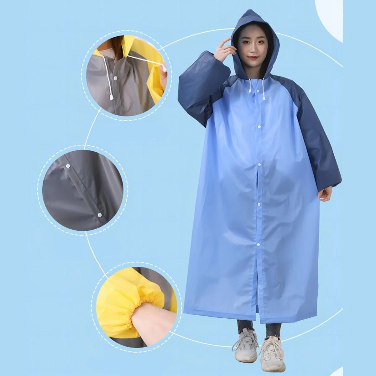 Rain Ponchos Raincoat for Adults Reusable - Fashion Hooded Waterproof Rain Poncho EVA Rain coat Jacket Long Rain Cape for Outdoor for Men Women Rain Ponchos Raincoat for Adults Reusable - Fashion Hooded Waterproof Rain Poncho EVA Rain coat Jacket Long Rain Cape for Outdoor for Men Women