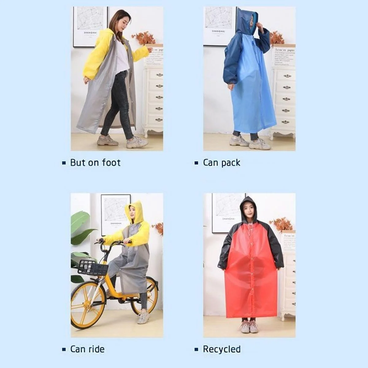 Rain Ponchos Raincoat for Adults Reusable - Fashion Hooded Waterproof Rain Poncho EVA Rain coat Jacket Long Rain Cape for Outdoor for Men Women Rain Ponchos Raincoat for Adults Reusable - Fashion Hooded Waterproof Rain Poncho EVA Rain coat Jacket Long Rain Cape for Outdoor for Men Women