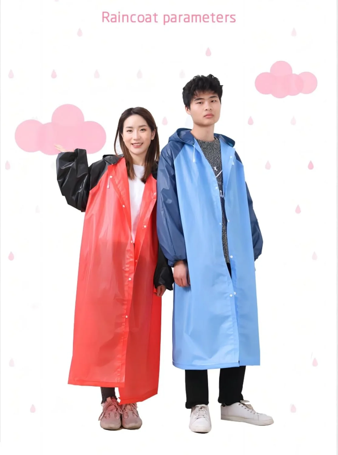 Rain Ponchos Raincoat for Adults Reusable - Fashion Hooded Waterproof Rain Poncho EVA Rain coat Jacket Long Rain Cape for Outdoor for Men Women Rain Ponchos Raincoat for Adults Reusable - Fashion Hooded Waterproof Rain Poncho EVA Rain coat Jacket Long Rain Cape for Outdoor for Men Women