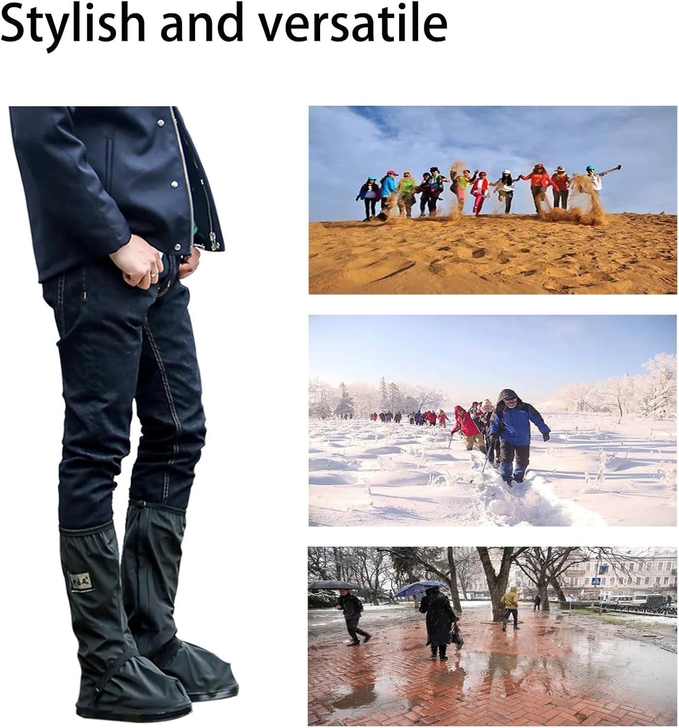Tachitali Waterproof Rain Boot Shoe Covers with Reflector Men Rain Gear Reusable & Foldable Rain Boot Shoe Covers with Zipper, Non-Slip Tachitali Waterproof Rain Boot Shoe Covers with Reflector Men Rain Gear Reusable & Foldable Rain Boot Shoe Covers with Zipper, Non-Slip