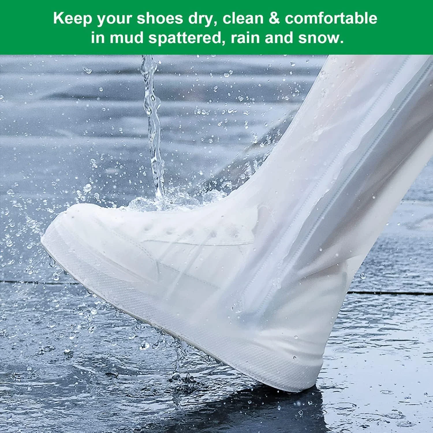 روکش کفش ضد آب X spring، روکش چکمه بارانی PVC قابل استفاده مجدد با زیپ و لایه ضد آب، روکش کفش ضد لغزش، روکش کفش بارانی لاستیکی شفاف برای دوچرخه سواری در فضای باز، کمپینگ، زنان، مردان