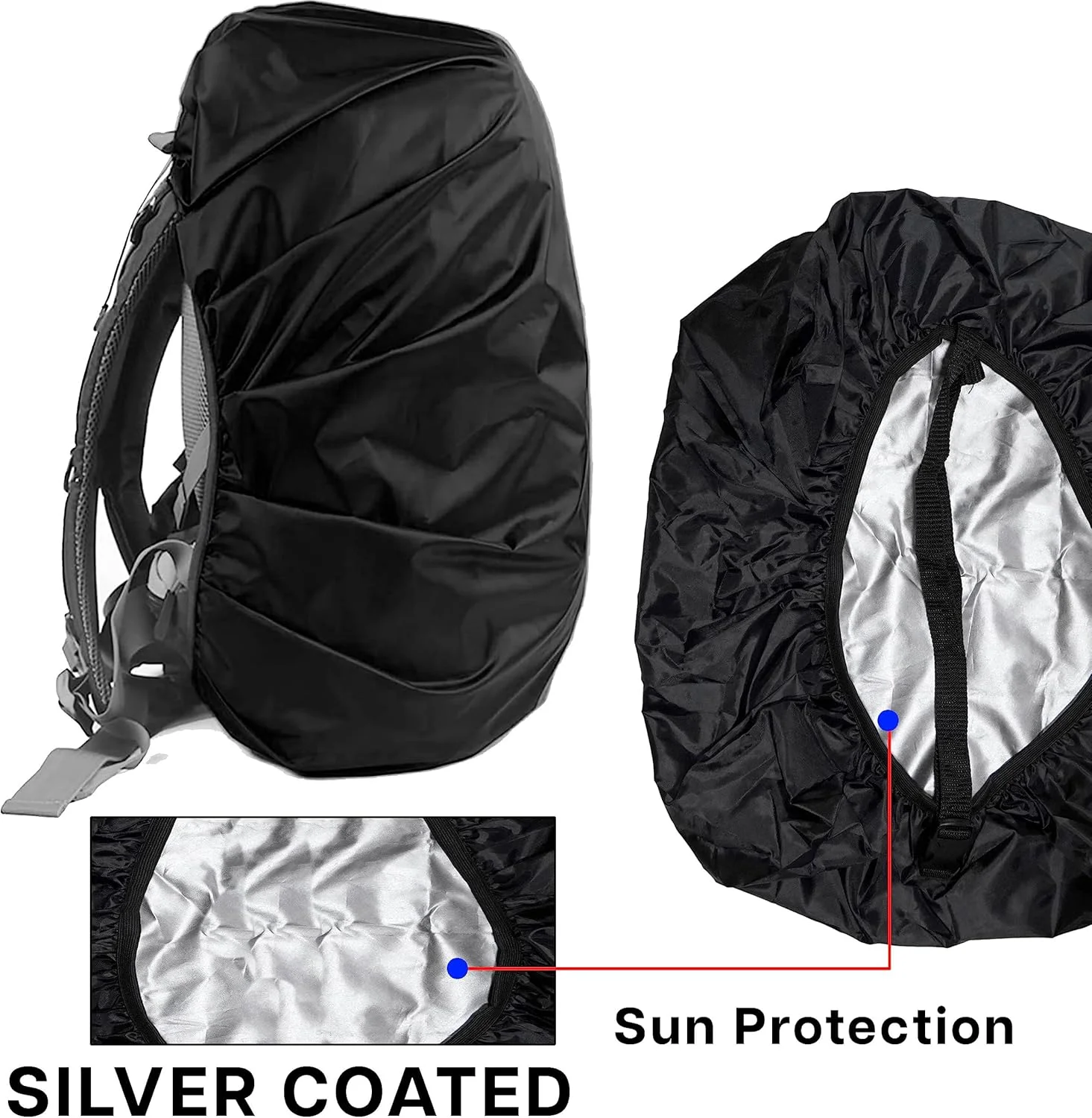 کاور ضد گرد و غبار و باران Storite برای کوله پشتی استاندارد با کیف، کاور ضد آب و ضد گرد و غبار الاستیک قابل تنظیم برای کیف های مدرسه، دانشگاه، اداره، و کوهنوردی (30L-35L، مشکی)