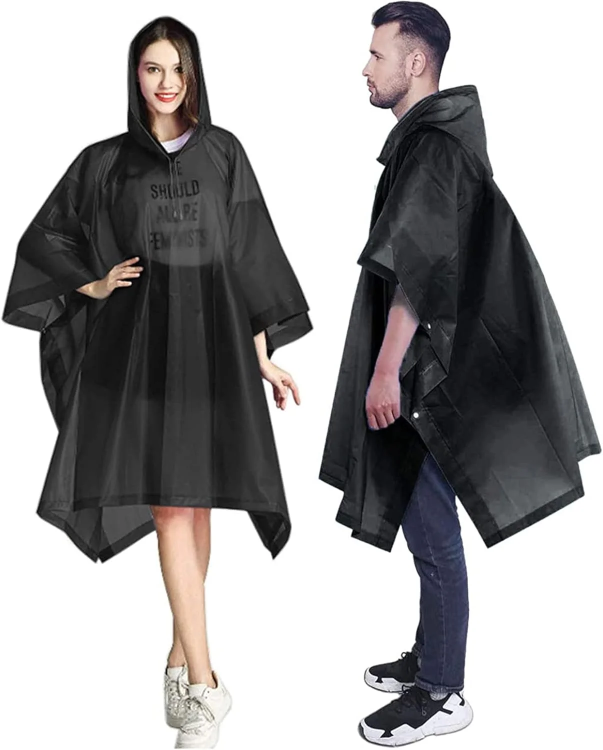 بارانی بزرگسال، پانچو بارانی، 1 عدد بارانی EVA قابل حمل با کلاه، بارانی های قابل استفاده مجدد، کیت های بقا کمپینگ اضطراری، ضد آب با کلاه و آستین، ژاکت بارانی سبک وزن برای زنان و مردان