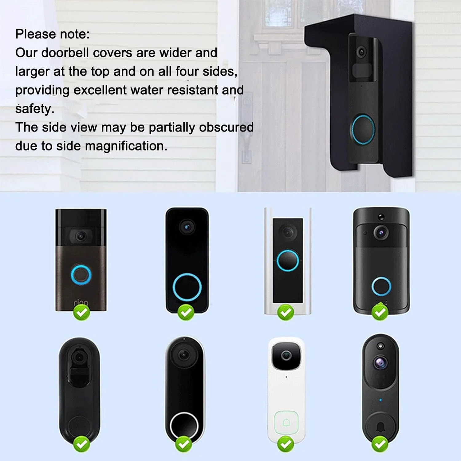 محافظ باران درب، پوشش محافظ درب زنگ ضد زنگ فولادی نورد سرد، امنیت بصری برای حفاظت از خانه، مناسب برای اکثر زنگ های درب، زنگ های درب دوربین دار، همراه با پیچ های نصب