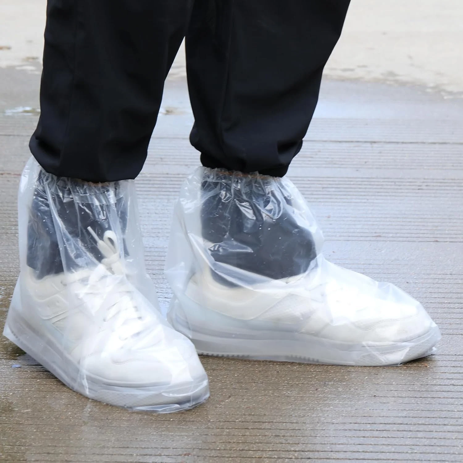 کاور کفش یکبار مصرف پلاستیکی ضد آب برای مردان و زنان، مناسب باران، فضای باز و داخل خانه (شفاف) - 10 جفت