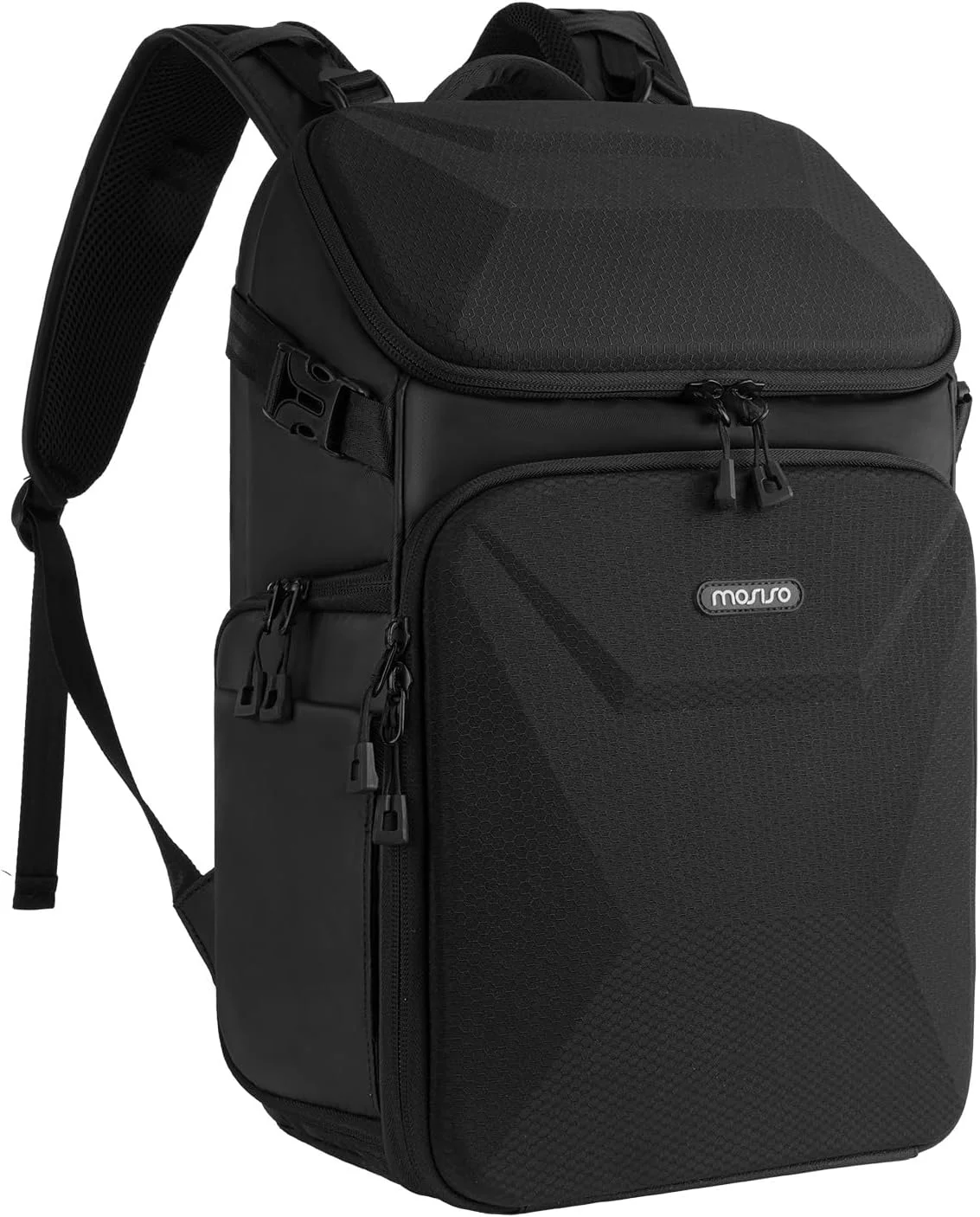 کیف دوربین MOSISO، کوله پشتی دوربین DSLR با روکش ضد آب باران، کوله پشتی مسافرتی عکاسی با قاب سخت لانه زنبوری با محفظه لپ تاپ 15-16 اینچی و نگهدارنده سه پایه برای Canon/Nikon/Sony، مشکی