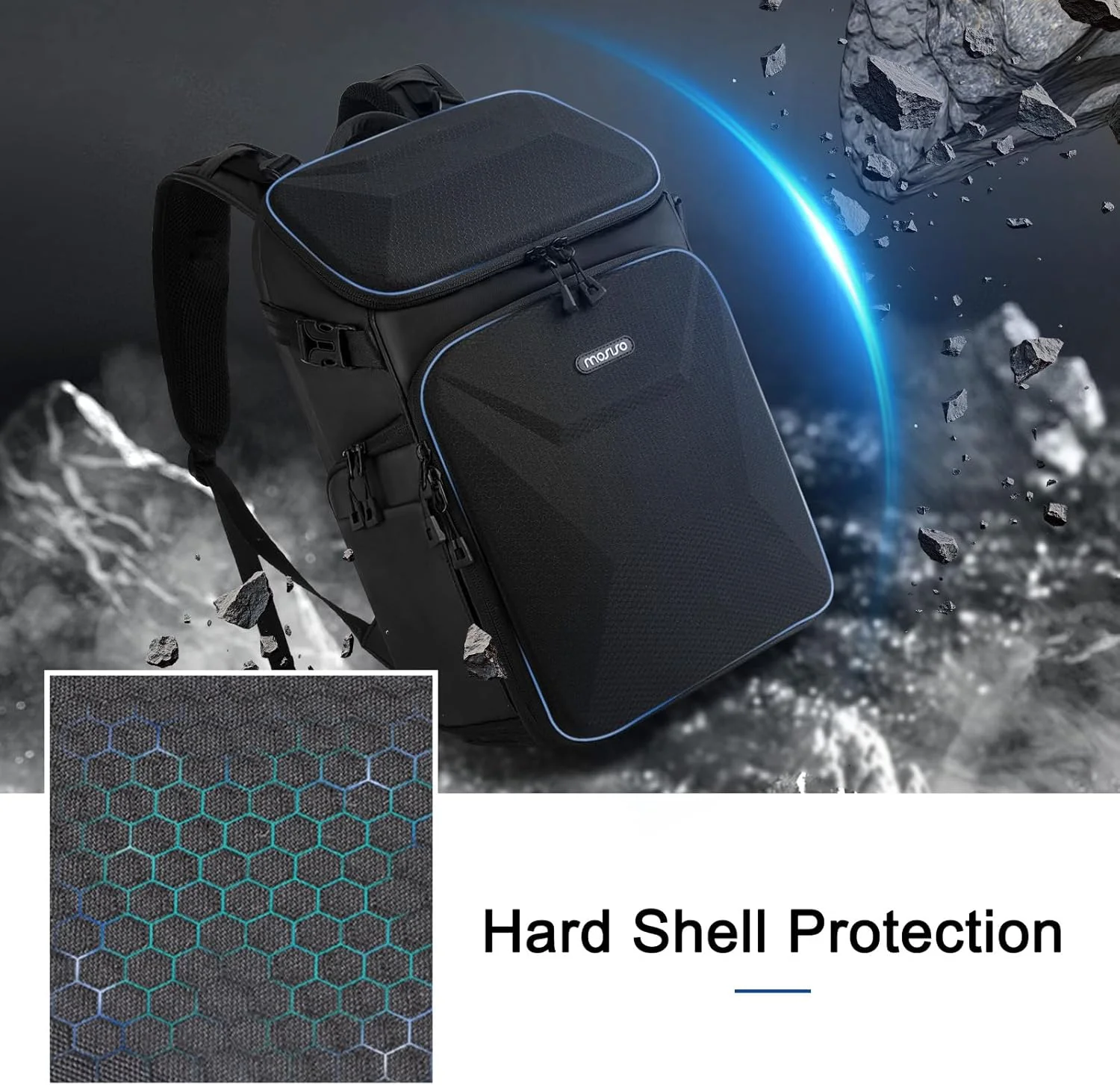 کیف دوربین MOSISO، کوله پشتی دوربین DSLR با روکش ضد آب باران، کوله پشتی مسافرتی عکاسی با قاب سخت لانه زنبوری با محفظه لپ تاپ 15-16 اینچی و نگهدارنده سه پایه برای Canon/Nikon/Sony، مشکی