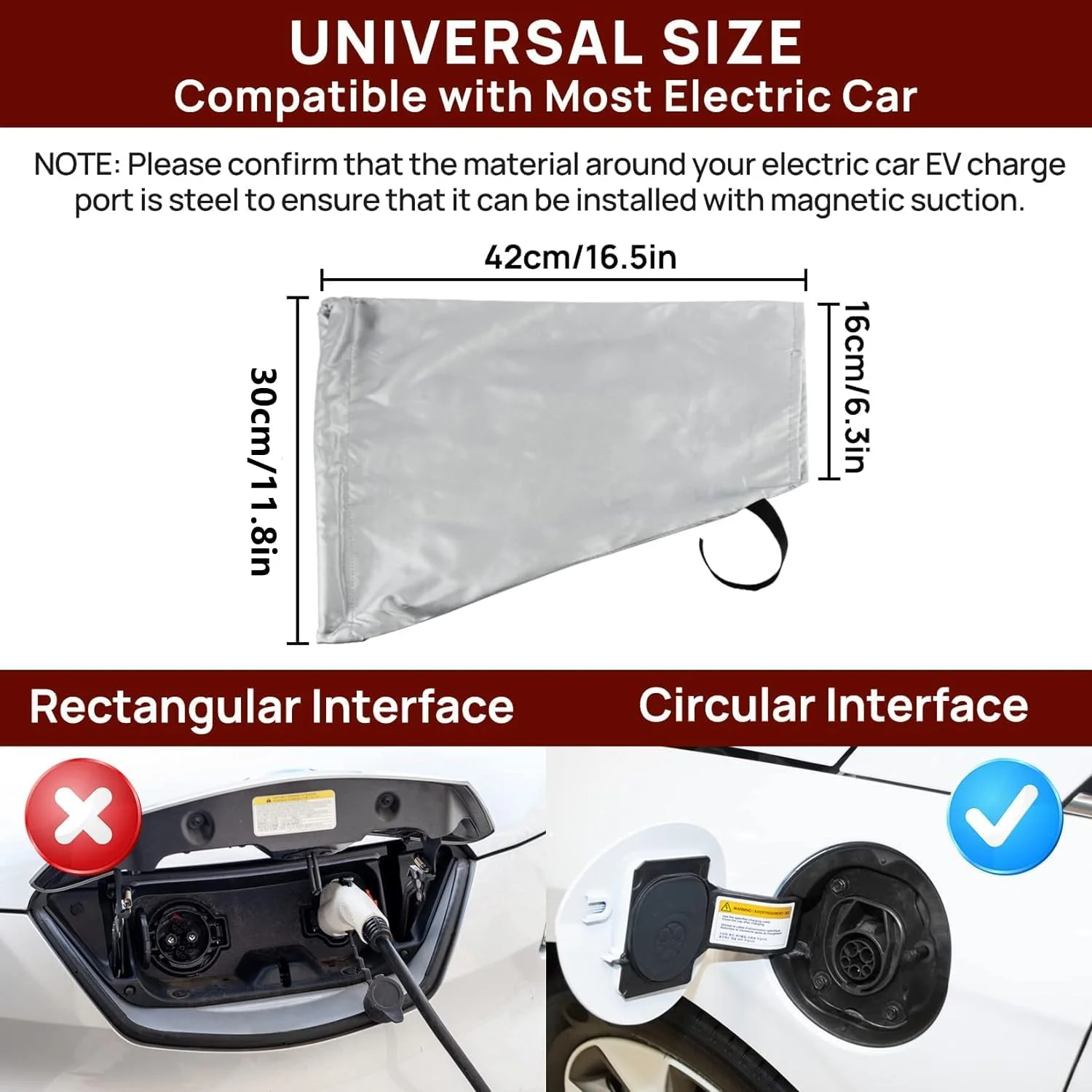 روکش شارژر خودرو برقی، محافظت در برابر باران، آفتاب و اشعه ماوراء بنفش در فضای باز، روکش ضد آب پورت شارژ خودرو برقی در فضای باز، چسبندگی مغناطیسی دو طرفه برای تسلا مدل Y/3، سازگار با اکثر خودروهای برقی
