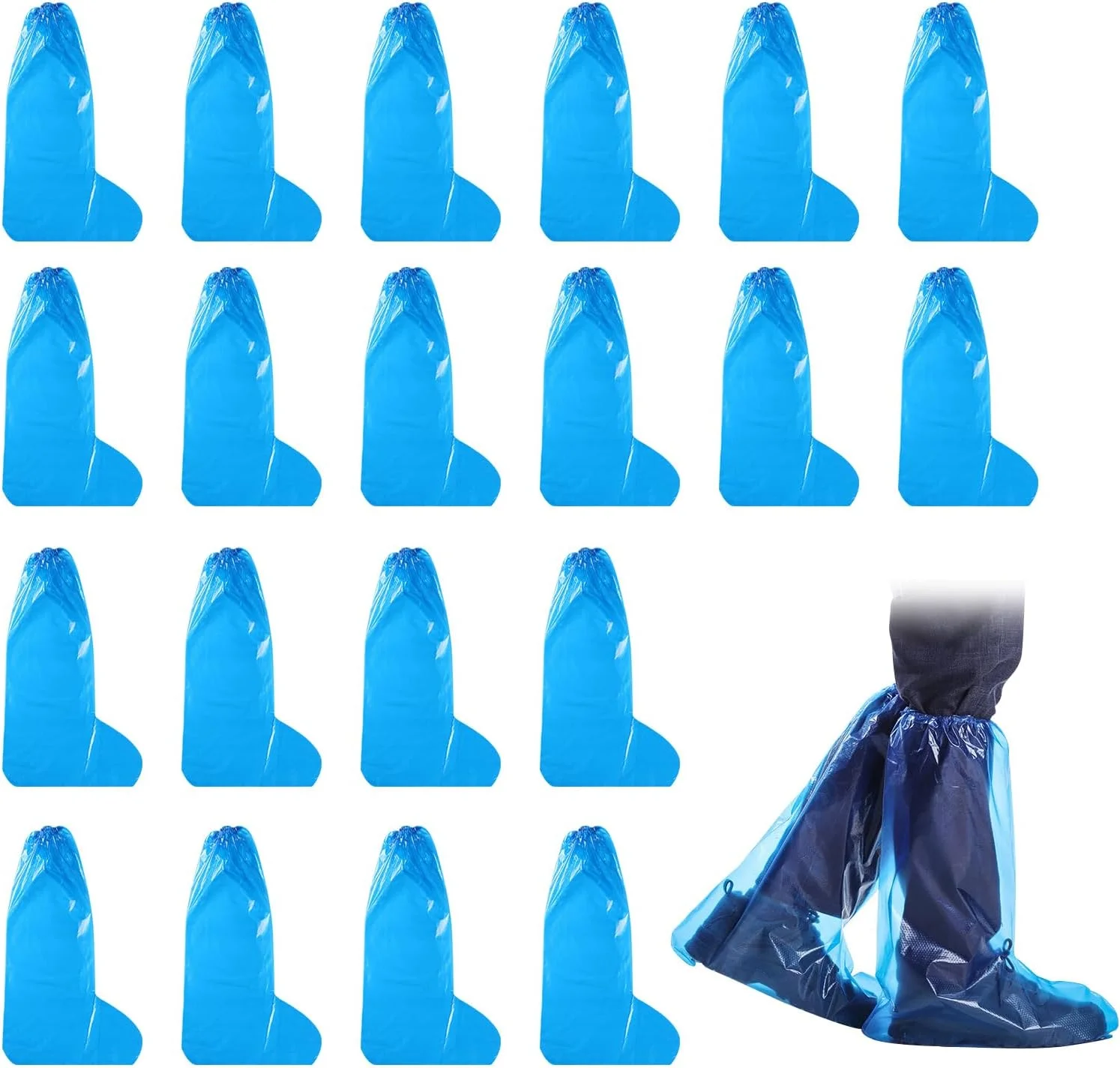 کاور کفش یکبار مصرف نالاینا، 20 عدد کاور ضد آب یکبار مصرف برای چکمه و کفش، کاور زانو برای روزهای بارانی، ساخت و ساز املاک، محل کار، مسافرت، سایز بزرگسال (آبی)