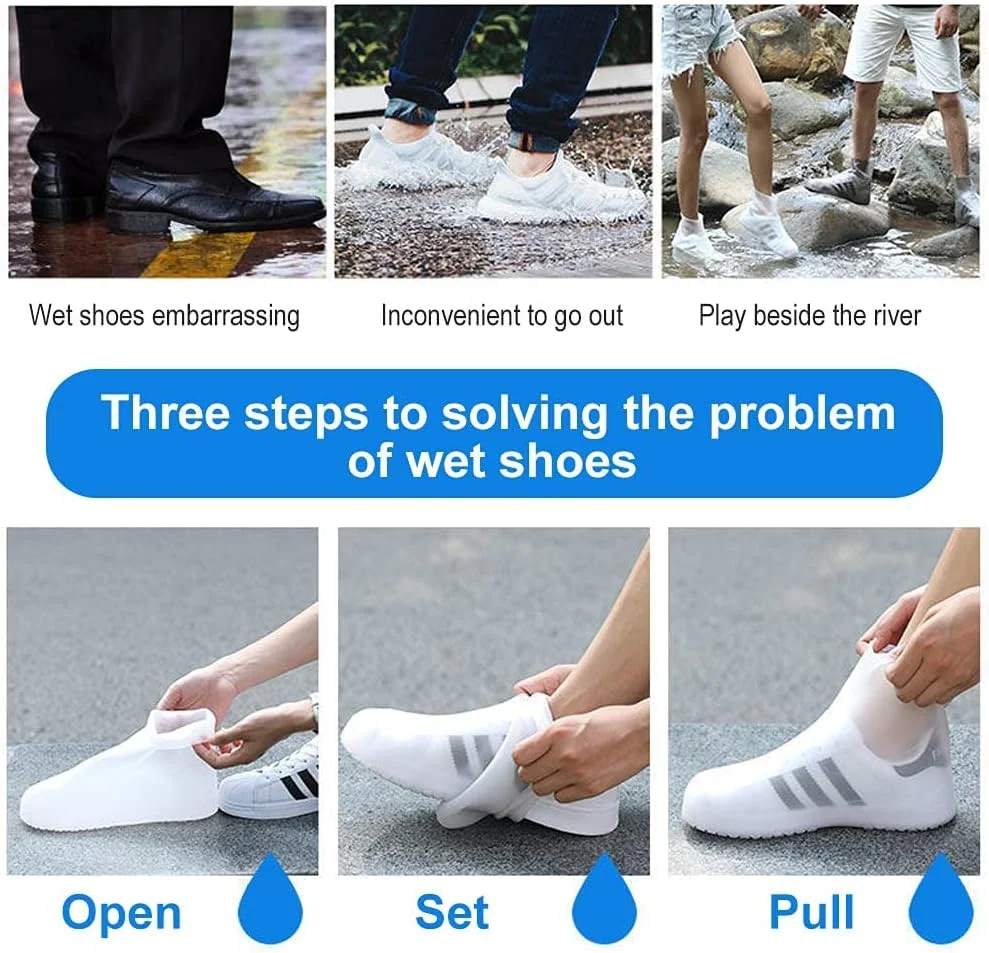 کاور سیلیکونی ضد آب کفش، کاور کفش بارانی قابل استفاده مجدد، کاور کفش بارانی تاشو ضد لغزش برای روزهای بارانی مردانه و زنانه