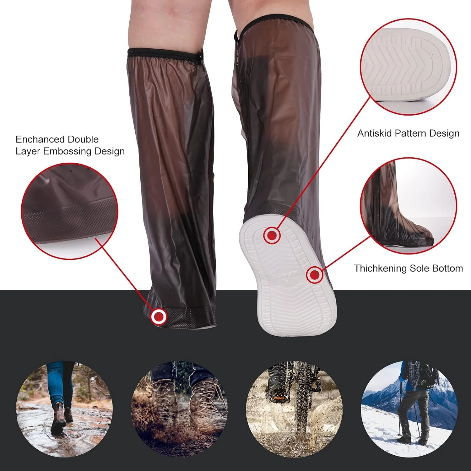 کاور کفش ضد آب NALACAL، روکش کفش قابل استفاده مجدد، روکش چکمه ضد لغزش، روکش کفش بارانی، محافظ کفش چکمه ای PVC قابل شستشو برای مردان/زنان - 2XL