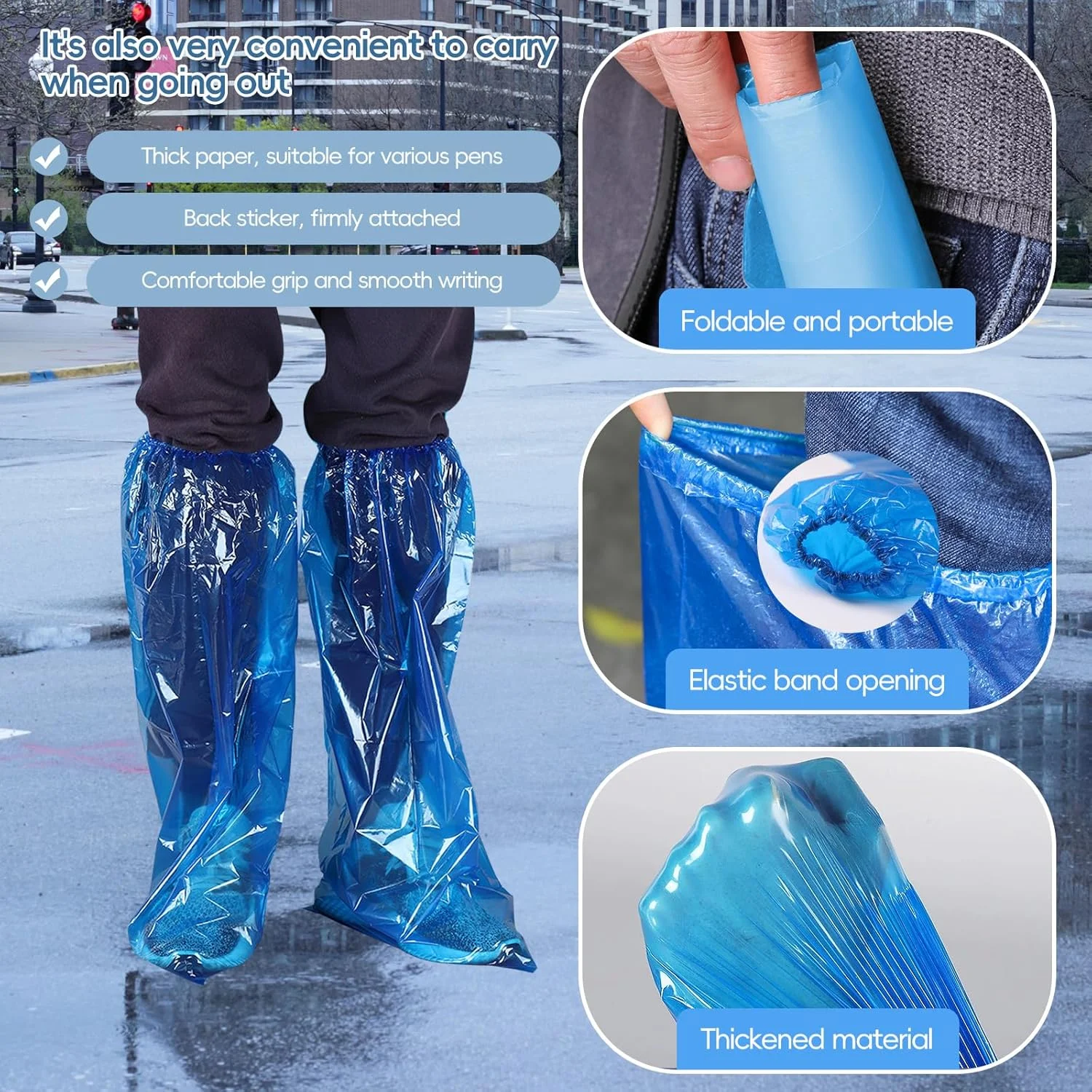 کاور کفش یکبار مصرف نالاینا، 20 عدد کاور ضد آب یکبار مصرف برای چکمه و کفش، کاور زانو برای روزهای بارانی، ساخت و ساز املاک، محل کار، مسافرت، سایز بزرگسال (آبی)