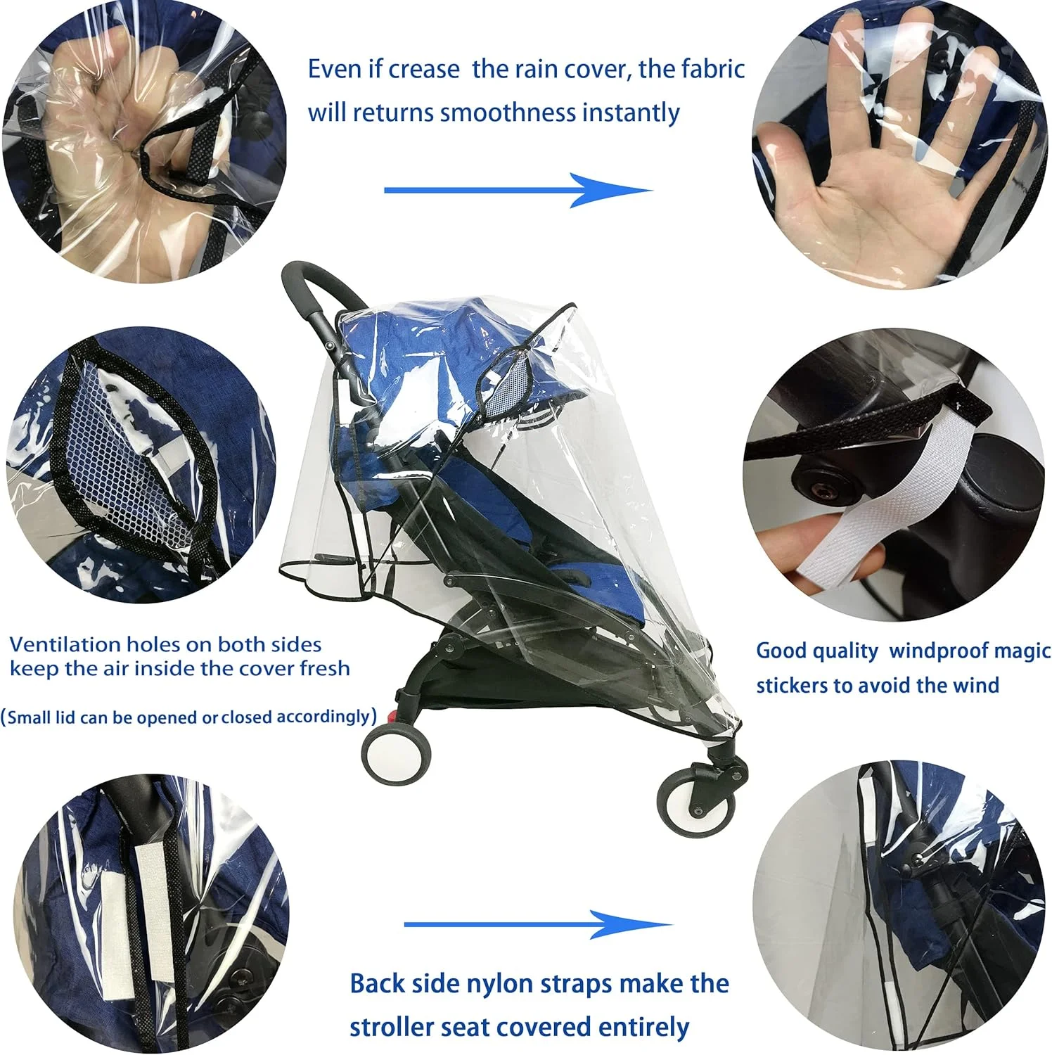 روکش باران کالسکه LLUFO، روکش کالسکه جهانی برای کالسکه عصایی کودک، محافظ ضد آب در برابر برف، باد و هوا، EVA با درجه غذایی و بدون بو