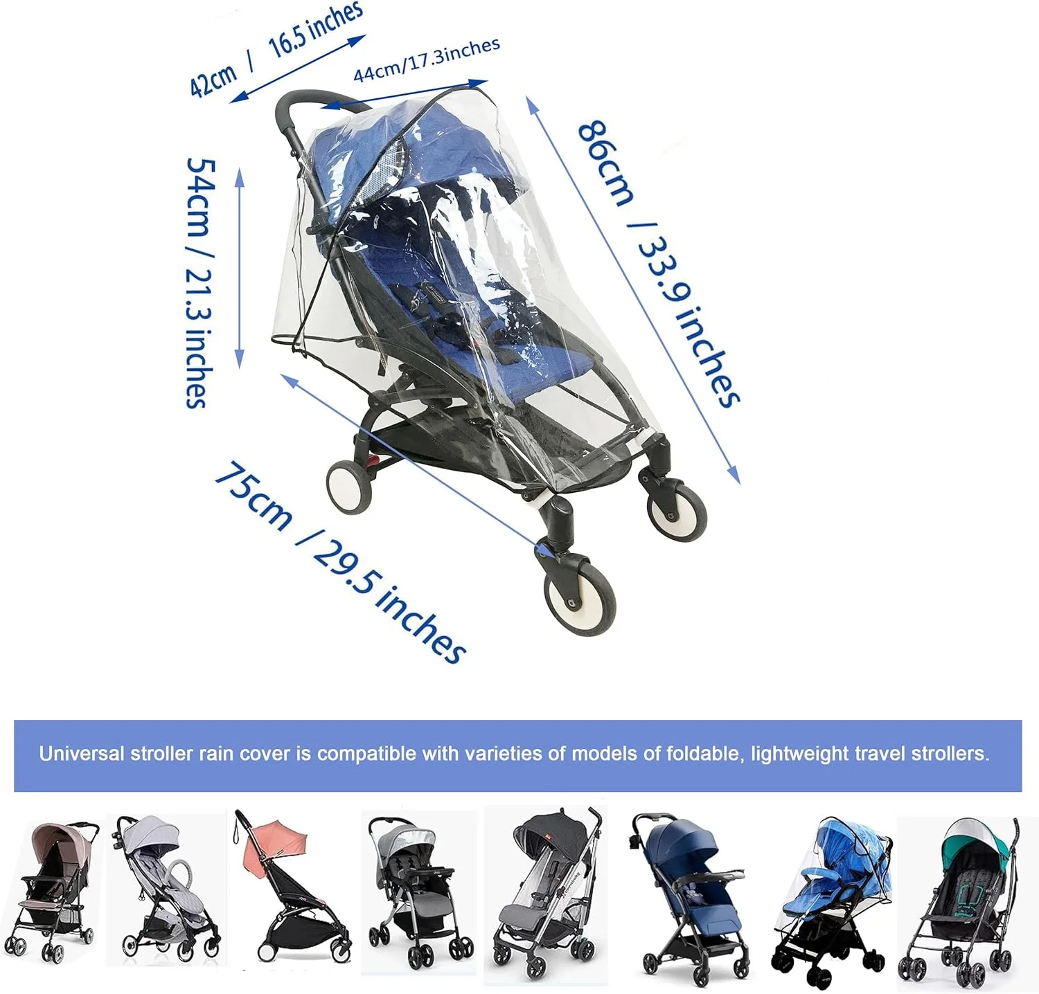 روکش باران کالسکه LLUFO، روکش کالسکه جهانی برای کالسکه عصایی کودک، محافظ ضد آب در برابر برف، باد و هوا، EVA با درجه غذایی و بدون بو