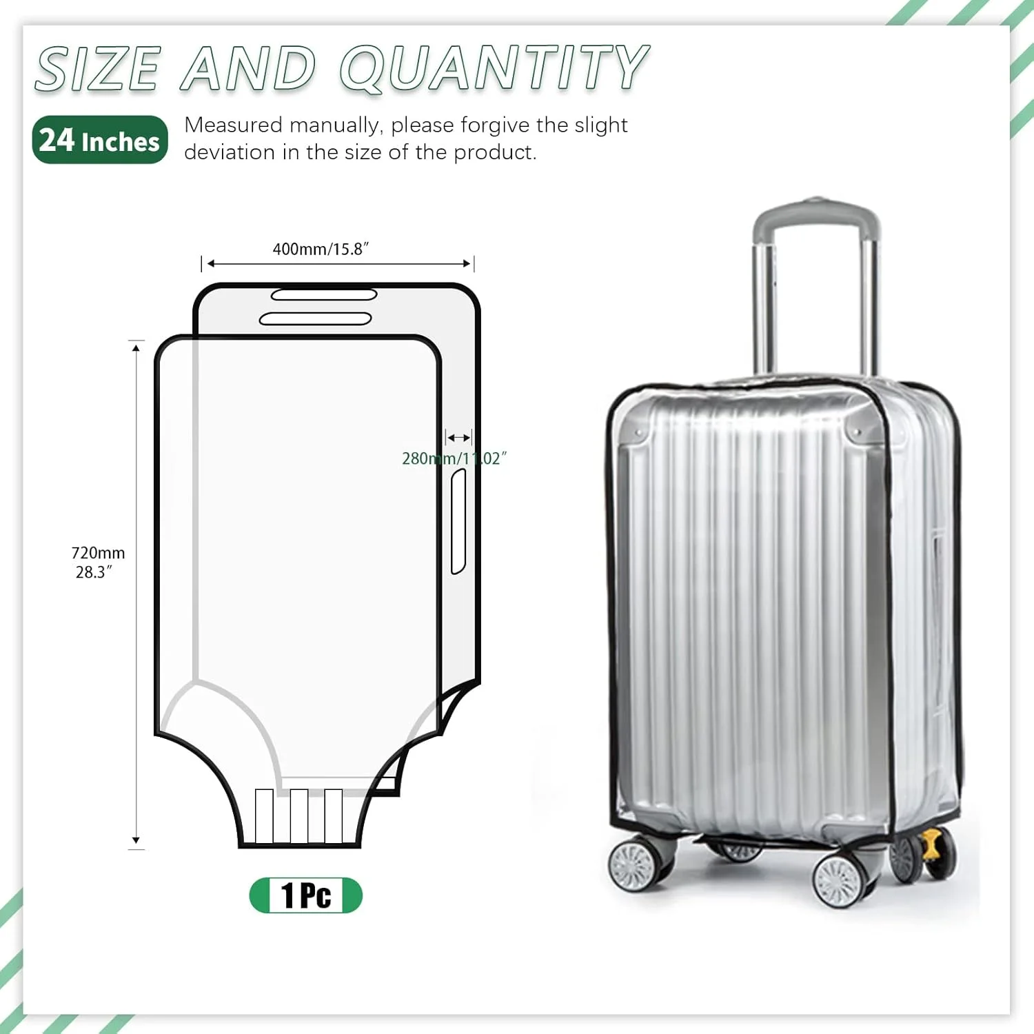 محافظ چمدان شفاف PVC کیادیک 24 اینچی با چسب ولکرو بزرگ، روکش چمدان مسافرتی شفاف برای چمدان های چرخ دار (42.98 سانتی متر طول × 56.99 سانتی متر ارتفاع × 28.96 سانتی متر عرض) محافظ چمدان شفاف PVC کیادیک 24 اینچی با چسب ولکرو بزرگ، روکش چمدان مسافرتی شفاف برای چمدان های چرخ دار (42.98 سانتی متر طول × 56.99 سانتی متر ارتفاع × 28.96 سانتی متر عرض)