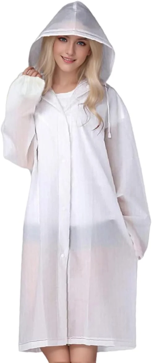 بارانی سفید بزرگسال KUTONTECH با کلاه و آستین های کشی - جنس EVA قابل استفاده مجدد برای محافظت نهایی بارانی سفید بزرگسال KUTONTECH با کلاه و آستین های کشی - جنس EVA قابل استفاده مجدد برای محافظت نهایی