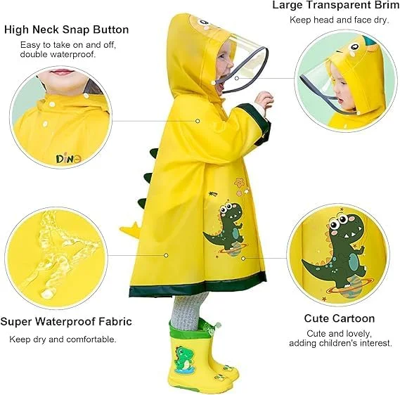 بارانی بچه گانه KASTWAVE برای کودکان نوپا (2-9 سال) - پانچو/ژاکت بارانی سبک وزن ضد آب | طراحی کارتونی زیبا، کلاه دار | شنل/لباس بیرونی بارانی برای دختران و پسران، پوشش بارانی ایده آل بارانی بچه گانه KASTWAVE برای کودکان نوپا (2-9 سال) - پانچو/ژاکت بارانی سبک وزن ضد آب | طراحی کارتونی زیبا، کلاه دار | شنل/لباس بیرونی بارانی برای دختران و پسران، پوشش بارانی ایده آل