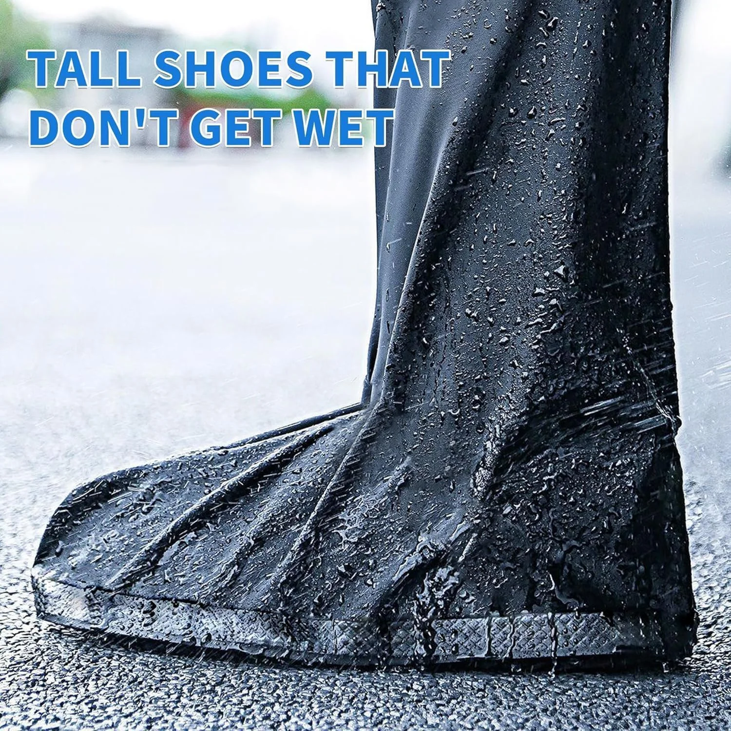 کاور ضد آب کفش باران Joyzzz، گالش های مشکی قابل استفاده مجدد با زیره ضد لغزش، کاور چکمه های مقاوم برای مردان و زنان، ایده آل برای فعالیت های خارج از منزل مانند دوچرخه سواری و پیاده روی
