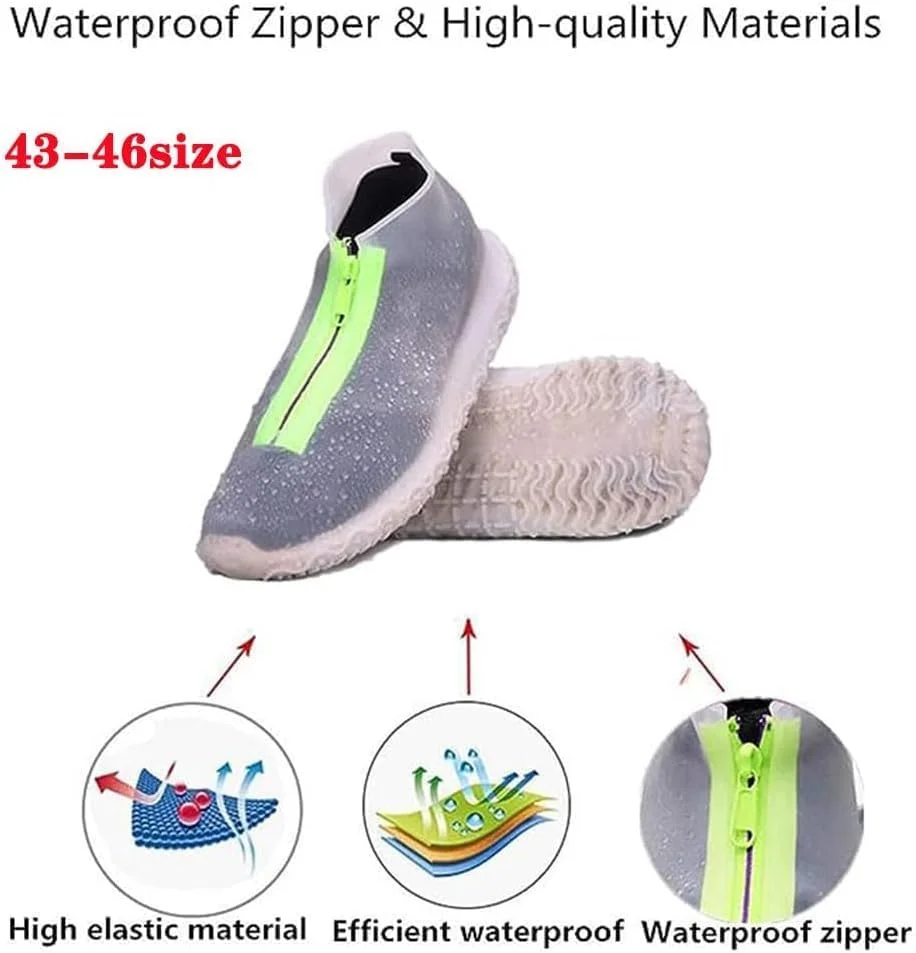کاور سیلیکونی ضد آب کفش Joyzzz، سایز XL 43-46، کاور تاشو چکمه بارانی با زیپ ایمن، روکش کفش ضد لغزش برای مردان و زنان در شرایط آب و هوایی مرطوب