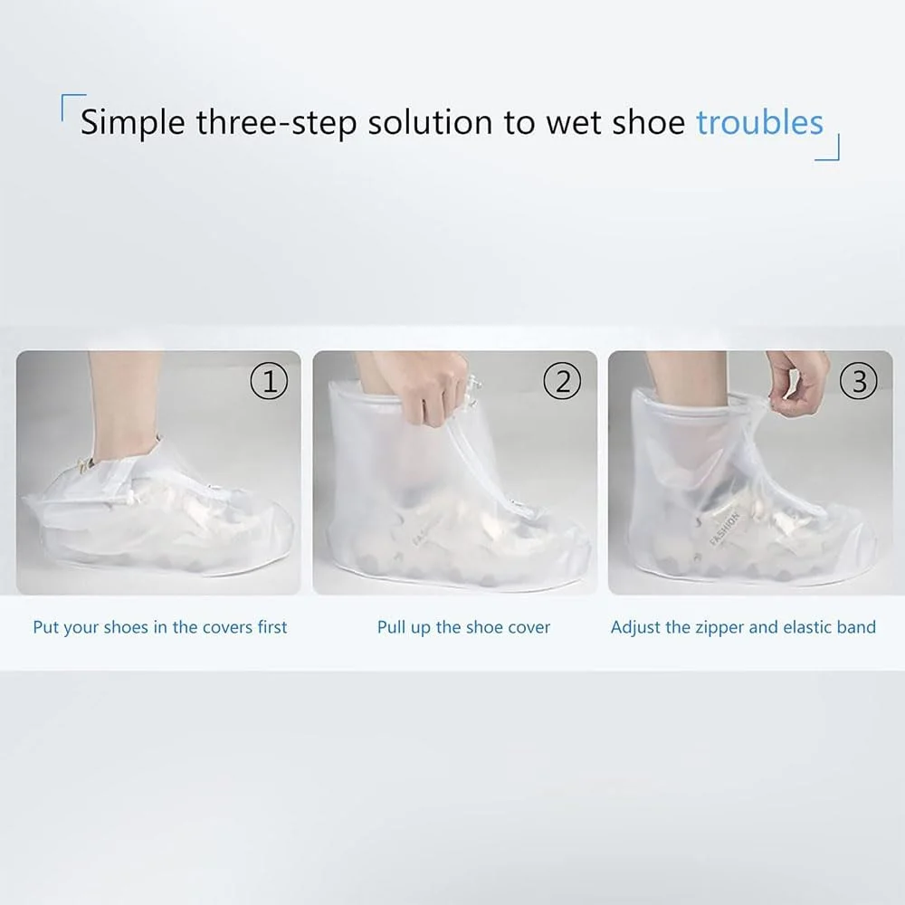کاور کفش بارانی JZS، روکش کفش مردانه و زنانه با زیپ، محافظ کفش ضد آب قابل استفاده مجدد با طراحی بند کشی، کاور کفش ضد لغزش و ضد باران (L، قهوه ای/سفید)