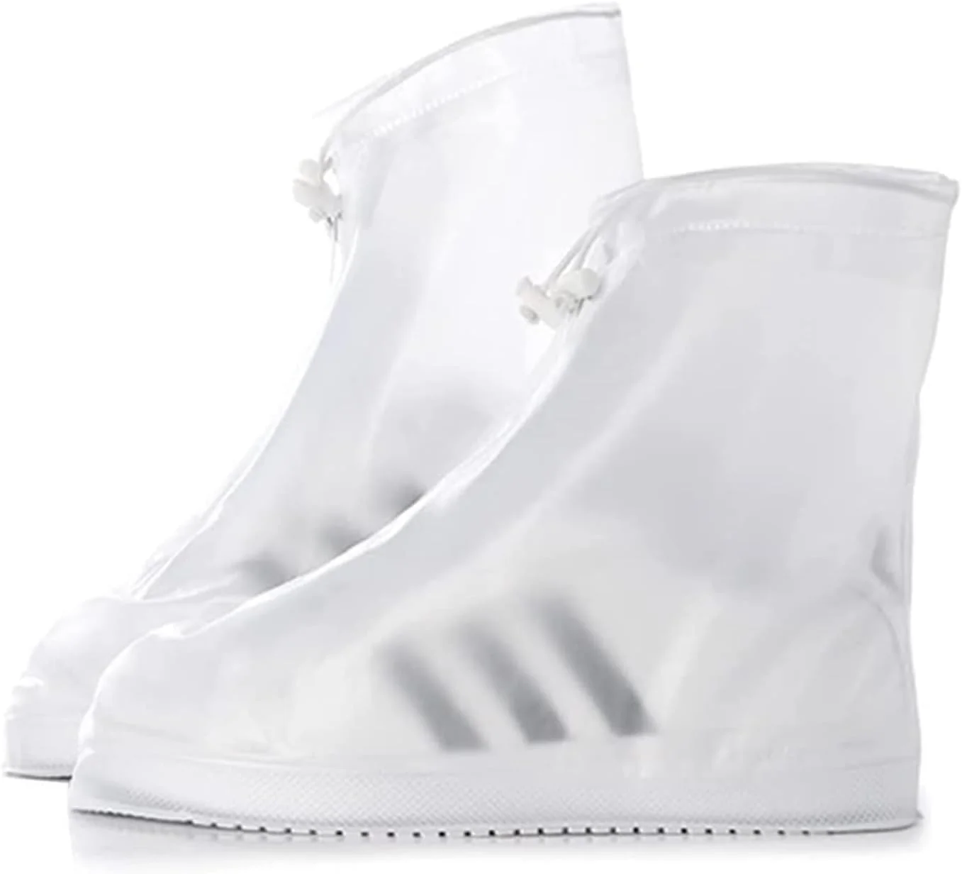 کاور کفش ضد آب Joyzzz، 2 جفت کاور کفش PVC ضد لغزش با زیپ و بند کشی، کاور کفش چکمه بارانی شفاف، کاور کفش بارانی لاستیکی قابل استفاده مجدد برای دوچرخه سواری در فضای باز، کمپینگ (سایز 38-40)