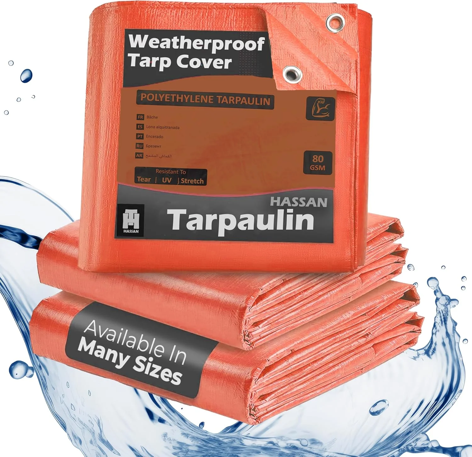 Hassan Heavy Duty Waterproof Tarp Cover Plastic Sheet for Outdoor Protection, Ideal for Balcony Rainproof Shed, Garden, and Vehicles (12x12ft)