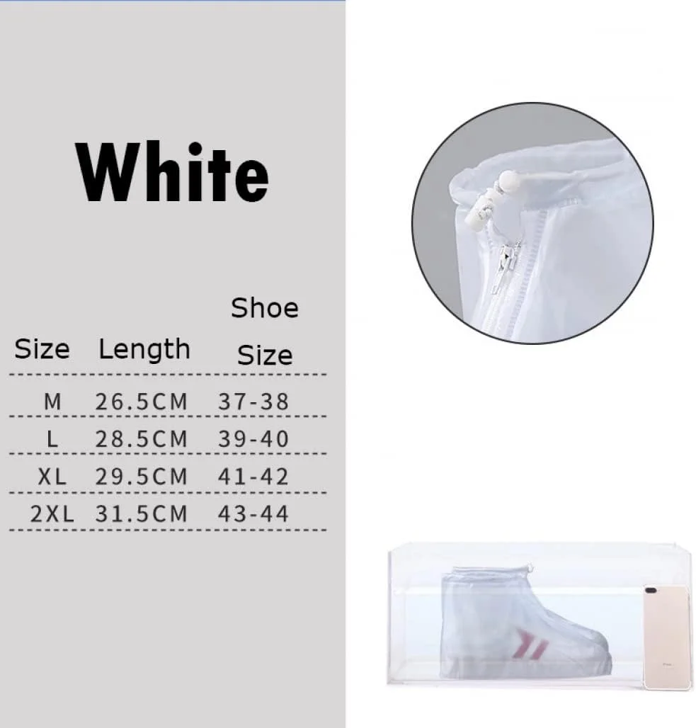 Goodern Rain Shoe Covers,Men and Women Sole Overshoes with Zipper,Reusable Waterproof Shoe Protectors with Drawstring Design,Not-Slip Rainproof Shoe Cover,Galoshes Overshoes for Outdoor Travel-White M Goodern Rain Shoe Covers,Men and Women Sole Overshoes with Zipper,Reusable Waterproof Shoe Protectors with Drawstring Design,Not-Slip Rainproof Shoe Cover,Galoshes Overshoes for Outdoor Travel-White M