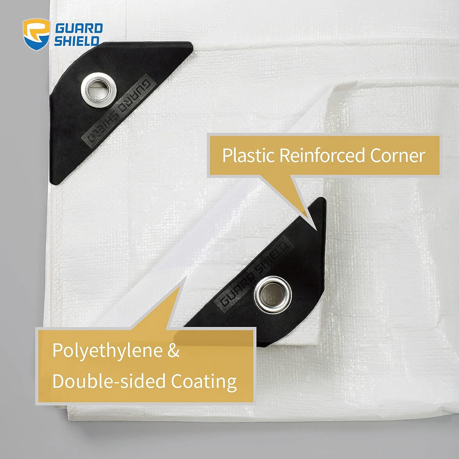 GUARD SHIELD Heavy Duty Tarpaulin Sheet 2x3m White Tarp Multi Purpose UV Resistant Waterproof Ground Cover 160g/m² GUARD SHIELD Heavy Duty Tarpaulin Sheet 2x3m White Tarp Multi Purpose UV Resistant Waterproof Ground Cover 160g/m²