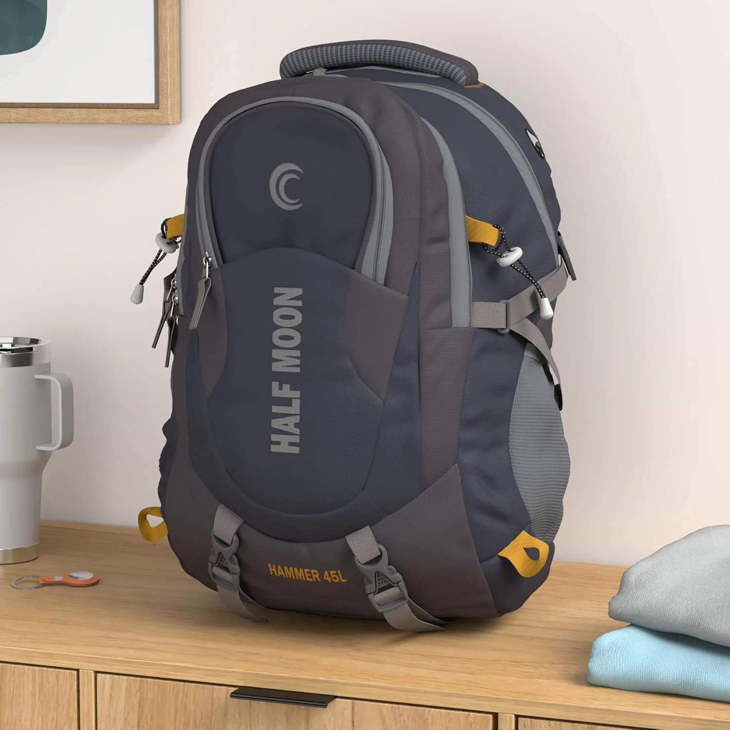 کوله پشتی نیمه ماه 45 لیتری چکش ضد آب لپ تاپ مناسب سفر و کوهنوردی برای مردان، زنان، پسران و دختران با محفظه لپ تاپ 17.3 اینچی و روکش باران کوله پشتی نیمه ماه 45 لیتری چکش ضد آب لپ تاپ مناسب سفر و کوهنوردی برای مردان، زنان، پسران و دختران با محفظه لپ تاپ 17.3 اینچی و روکش باران