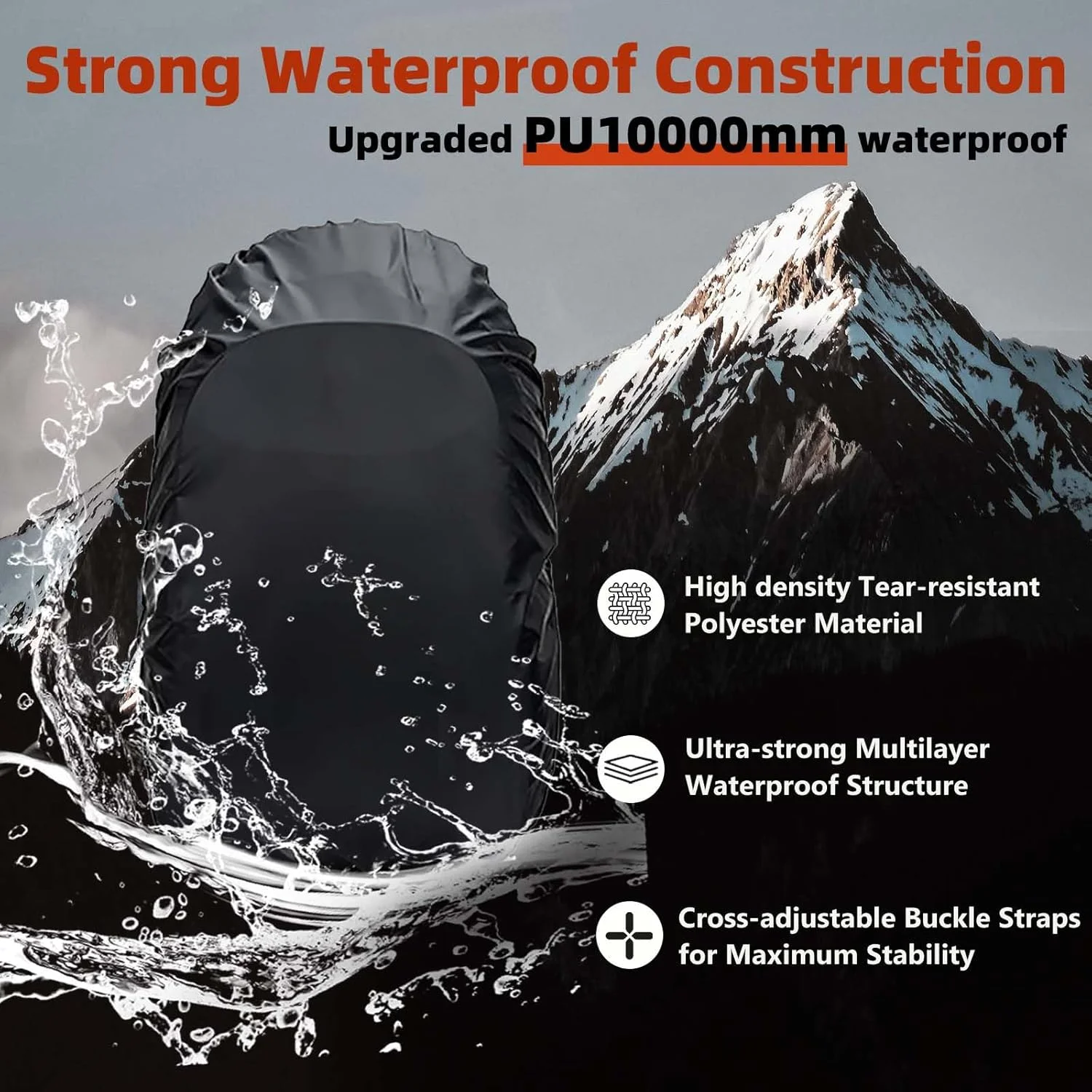 روکش باران کوله پشتی ضد آب Frelaxy، سطح ضد آب 10000 میلی متر، ساختار چند لایه فوق العاده قوی ارتقا یافته، بند سگک ضربدری ضد لغزش، فوق سبک و قابل حمل، برای پیاده روی، کمپینگ، مسافرت روکش باران کوله پشتی ضد آب Frelaxy، سطح ضد آب 10000 میلی متر، ساختار چند لایه فوق العاده قوی ارتقا یافته، بند سگک ضربدری ضد لغزش، فوق سبک و قابل حمل، برای پیاده روی، کمپینگ، مسافرت