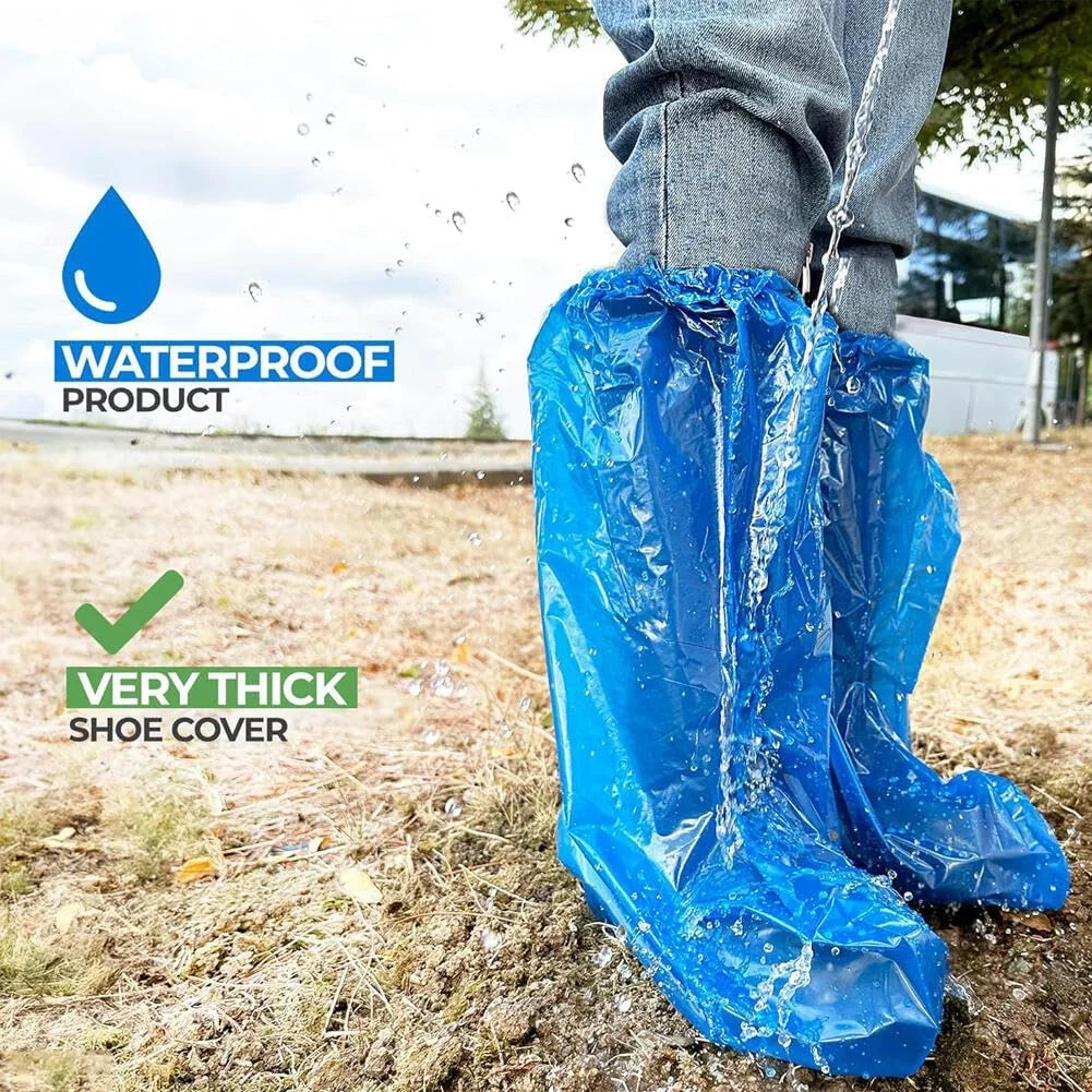 گودرن 10 جفت روکش یکبار مصرف ضد آب باران برای چکمه و کفش بزرگسالان، روکش ضخیم تر شفاف ضد آب و ضد لغزش برای استفاده در فضای باز و داخل خانه، روکش بادوام چکمه تا روی زانو مناسب روزهای بارانی - سفید گودرن 10 جفت روکش یکبار مصرف ضد آب باران برای چکمه و کفش بزرگسالان، روکش ضخیم تر شفاف ضد آب و ضد لغزش برای استفاده در فضای باز و داخل خانه، روکش بادوام چکمه تا روی زانو مناسب روزهای بارانی - سفید