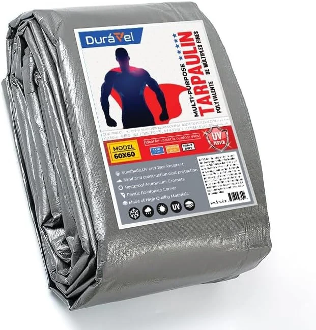 روکش زمینی ضد آب دوراول برای چادر و پناهگاه، ورق برزنتی ضد گرد و غبار و باران (7 متر در 7 متر)