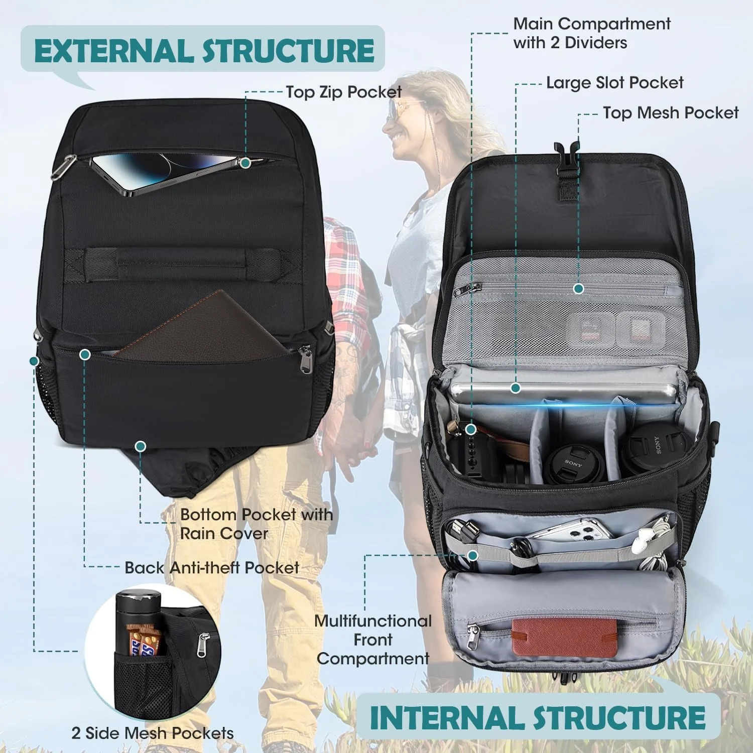 Exrp DSLR Camera Case with Tripod Holder, Waterproof Sling Bag for Photographers, Rain Cover for Canon/Nikon/Sony/Fuji Exrp DSLR Camera Case with Tripod Holder, Waterproof Sling Bag for Photographers, Rain Cover for Canon/Nikon/Sony/Fuji