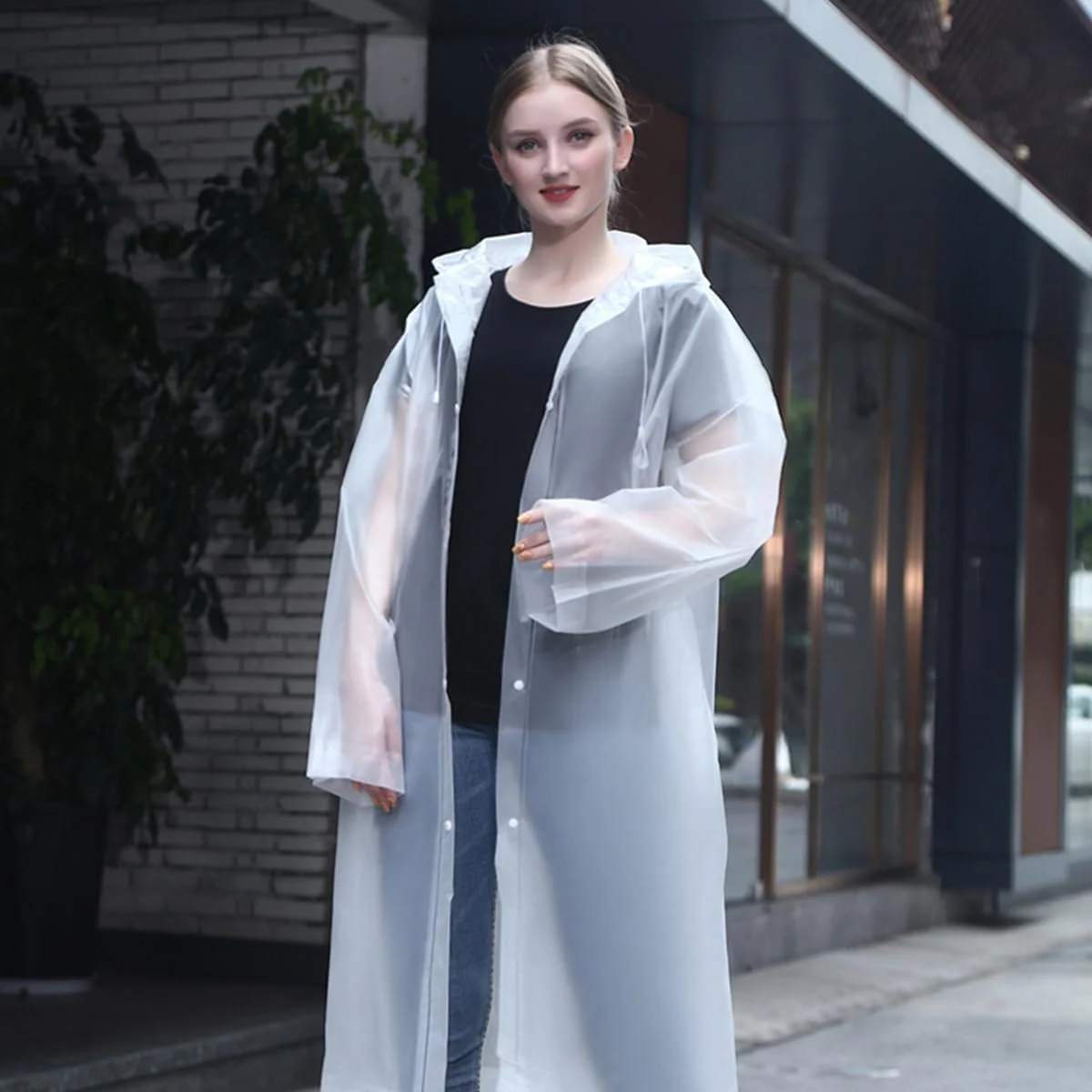 ECVV Raincoat Rain Poncho for Men Women, EVA Waterproof Raincoat Jacket Lightweight Rain Jacket with Hoods and Sleeves Reusable Rain Gear for Travel ECVV Raincoat Rain Poncho for Men Women, EVA Waterproof Raincoat Jacket Lightweight Rain Jacket with Hoods and Sleeves Reusable Rain Gear for Travel