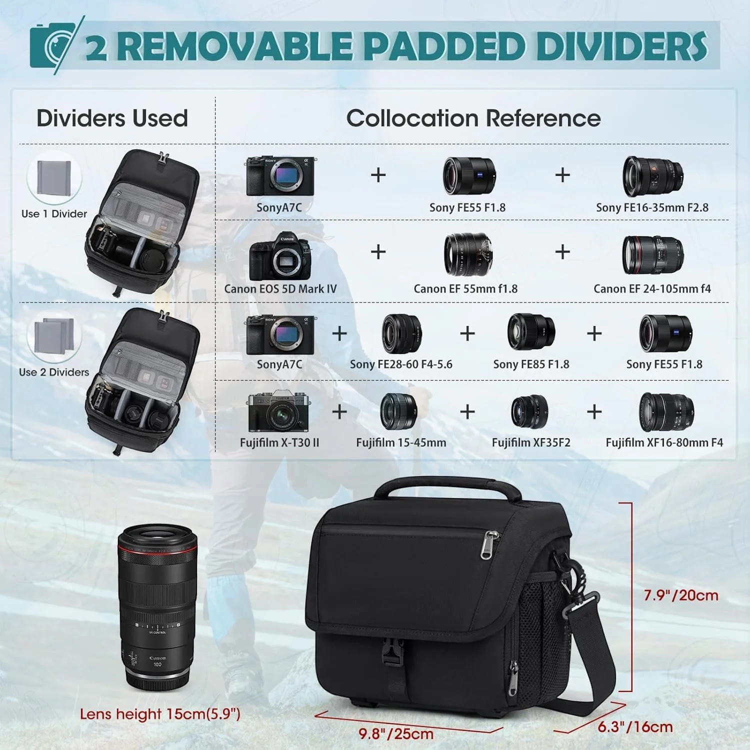 Exrp DSLR Camera Case with Tripod Holder, Waterproof Sling Bag for Photographers, Rain Cover for Canon/Nikon/Sony/Fuji Exrp DSLR Camera Case with Tripod Holder, Waterproof Sling Bag for Photographers, Rain Cover for Canon/Nikon/Sony/Fuji